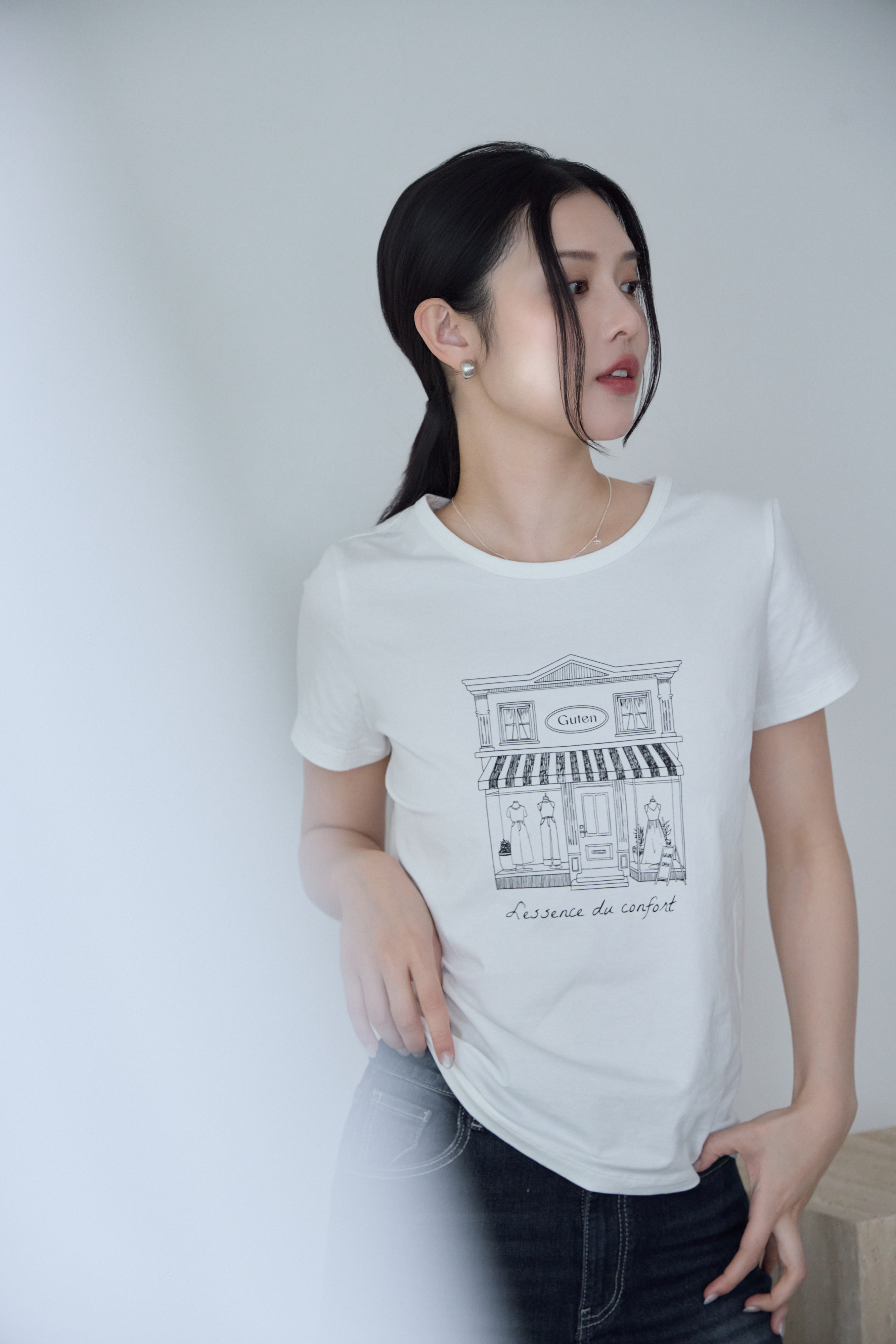 『最後現貨』Gmade/法式手繪店鋪正肩T-shirt-白