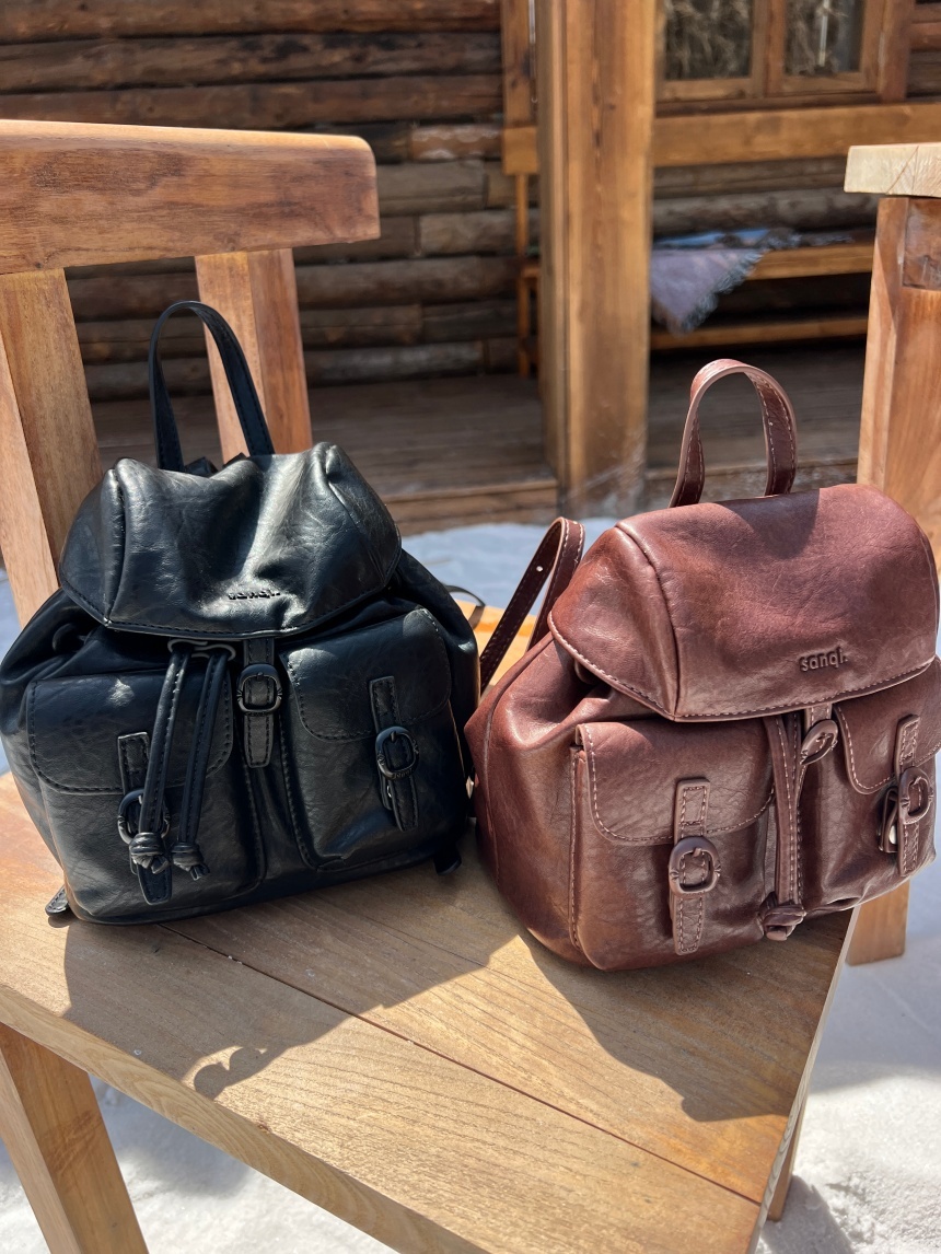 皮革後背包*2色