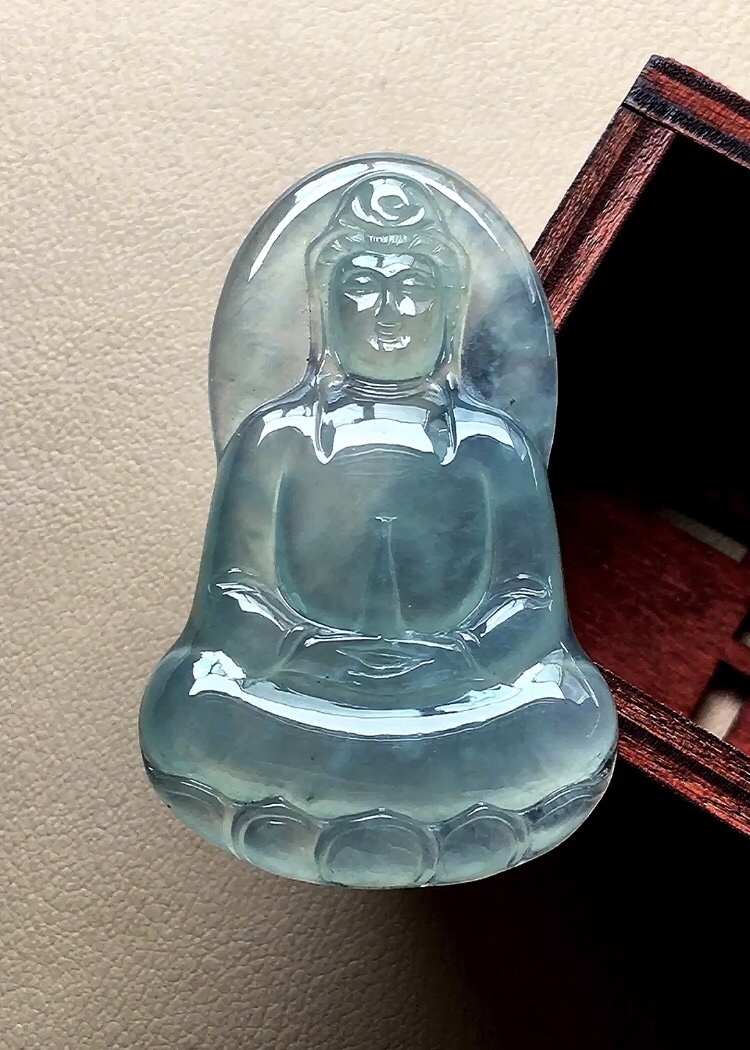 翡翠高冰底色觀音,天然翡翠A玉, 緬甸玉, Jade, Jadeite