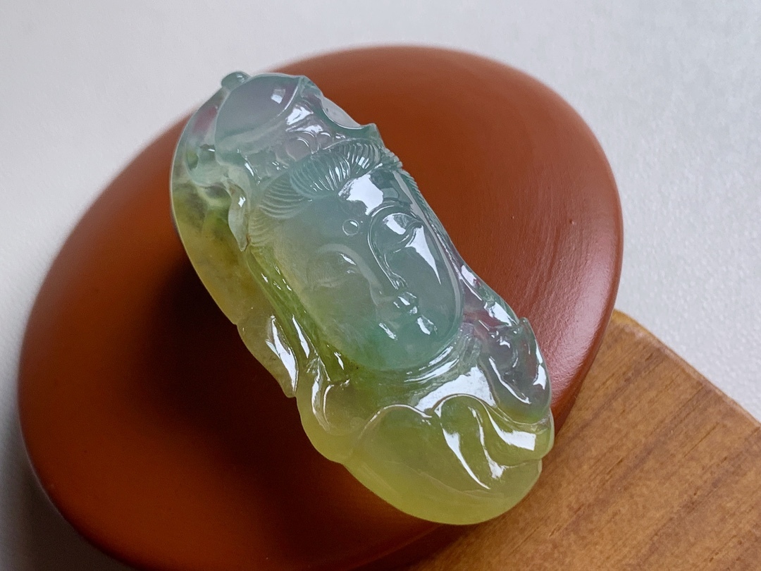 翡翠高冰黃翡觀音首相,天然翡翠A玉, 緬甸玉, Jade, Jadeite