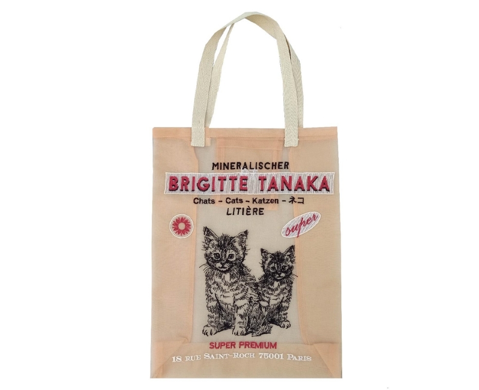 BRIGITTE TANAKA 貓咪圖案的歐根紗刺繡手提包