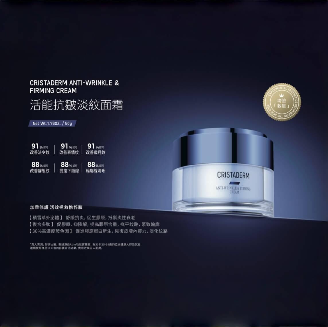 積雪草外泌體抗皺淡紋面霜 Cristaderm Anti-Wrinkle & Firming Cream 50g