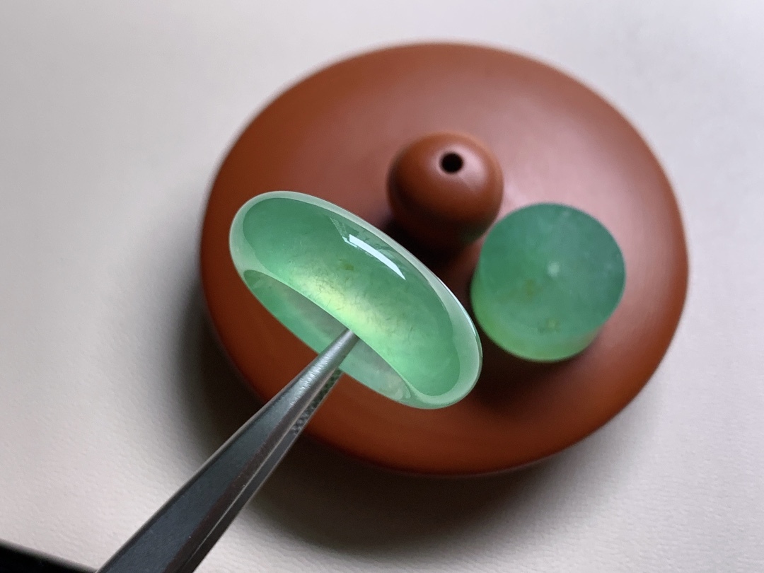 翡翠高冰熒綠戒指一套 (圈口 11號),天然翡翠A玉, 緬甸玉, Jade, Jadeite