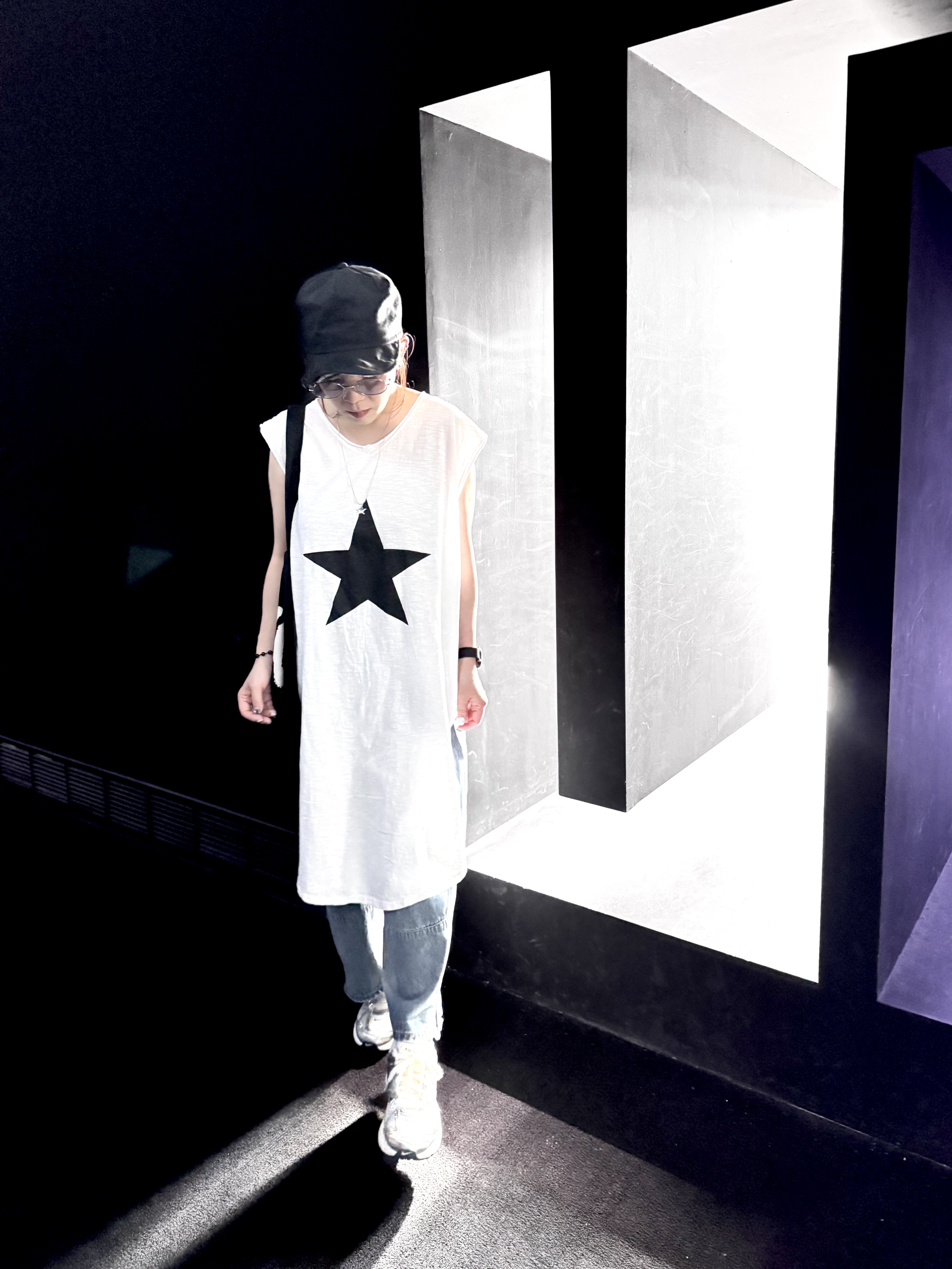 Star 白色長版棉背心