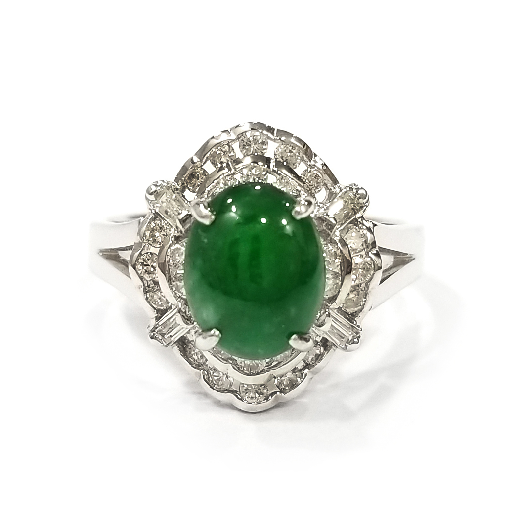 圓形翡翠天然鑽石戒指