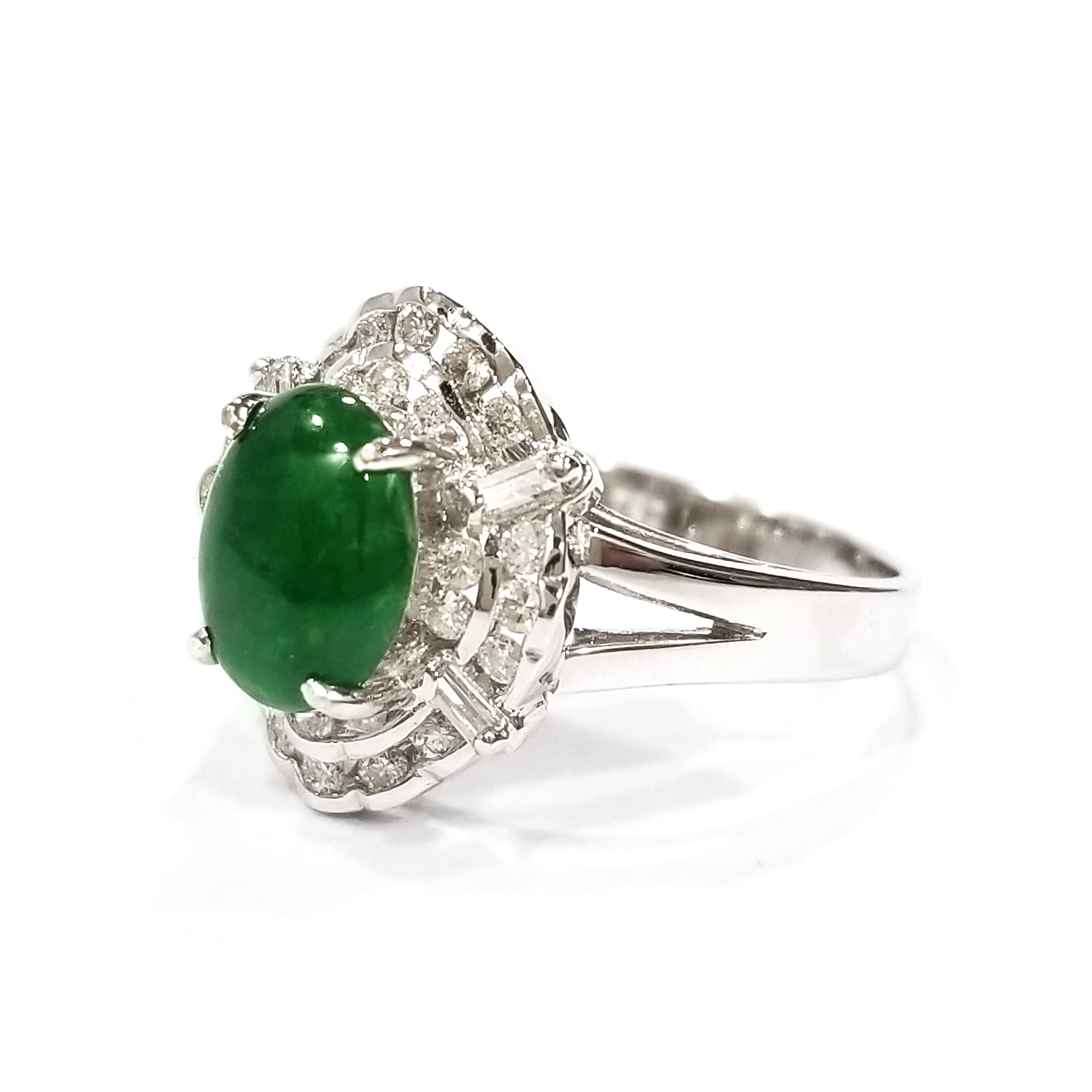 圓形翡翠天然鑽石戒指