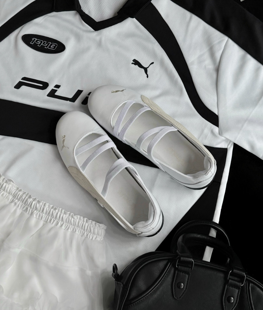 女鞋 PUMA SPEEDCAT BALLET SD WNS 皮革白 芭蕾風 皮革 刺繡 賽車鞋 瑪莉珍鞋 芭蕾舞鞋【403587-02】ROSEBAL