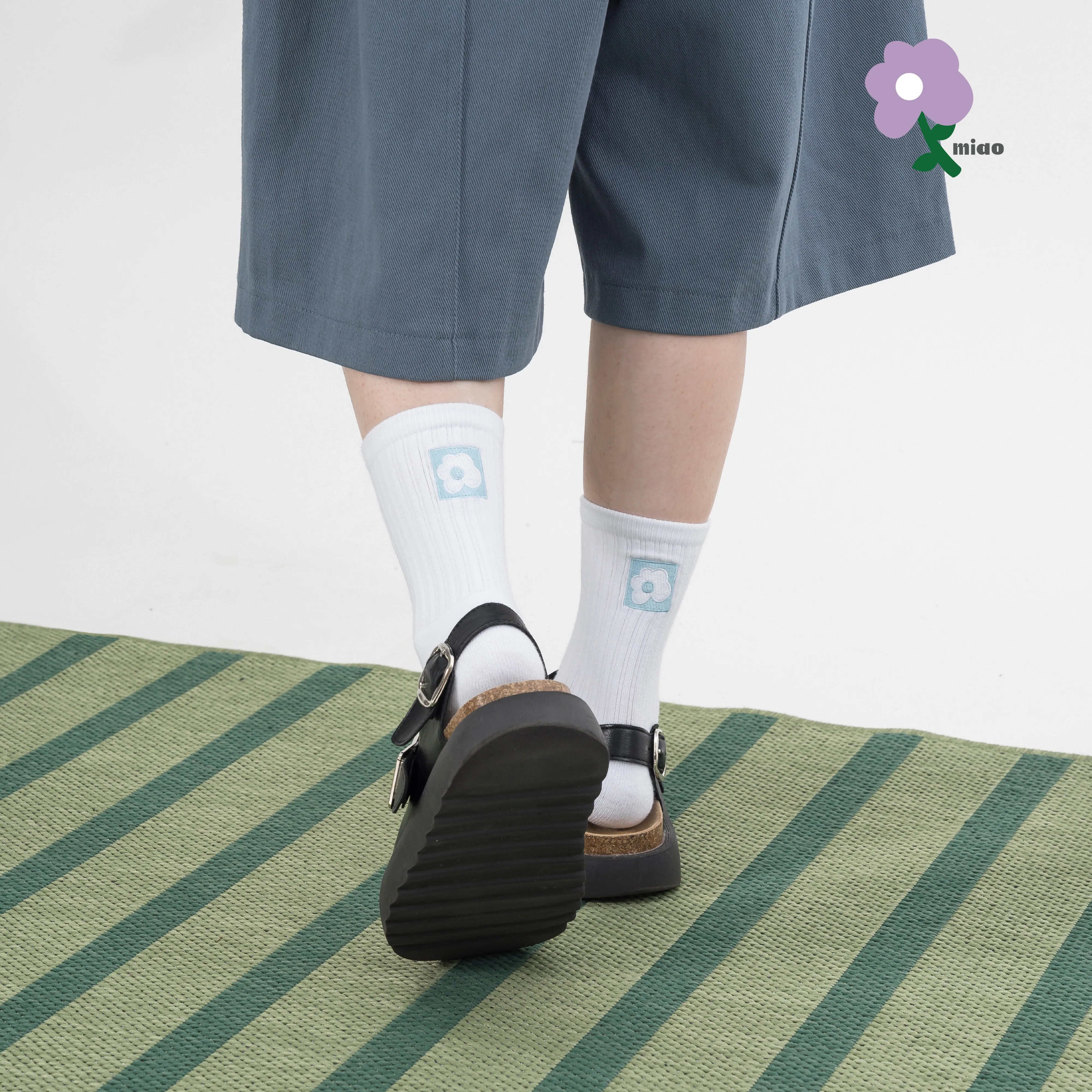AGILITY MIAO Flowers Ribbed Socks "Block" 方塊花朵 [MC65]