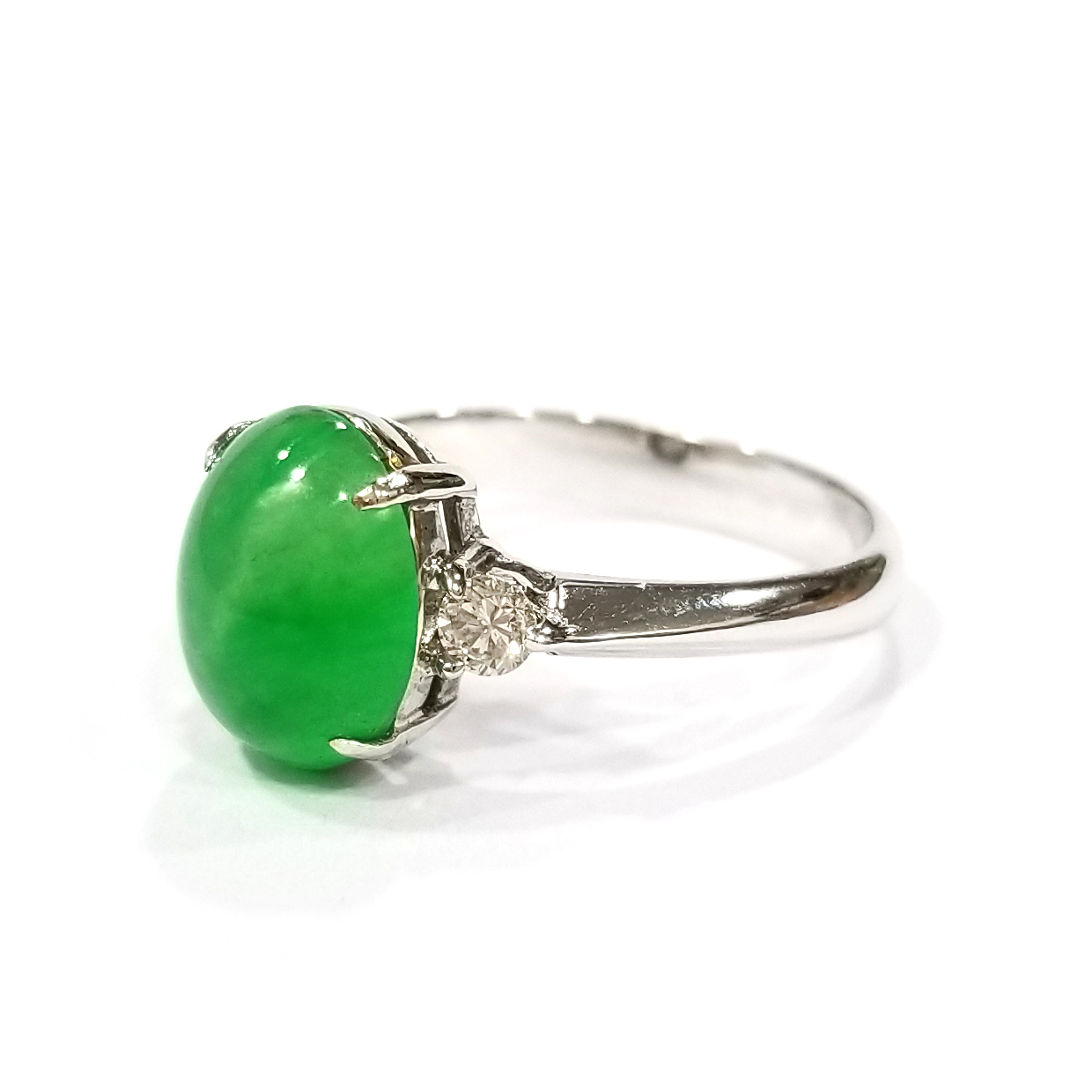 橢圓形翡翠天然鑽石戒指