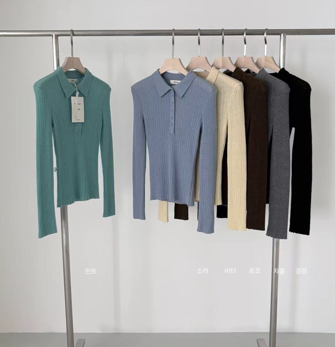 超彈POLO領合身毛衣