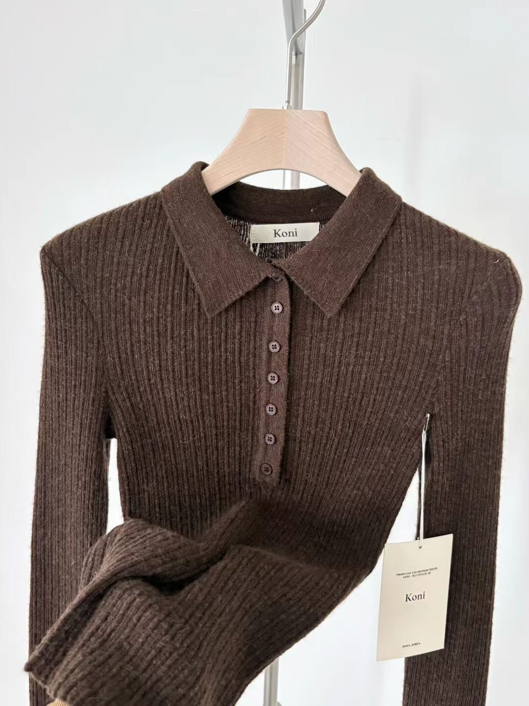 超彈POLO領合身毛衣