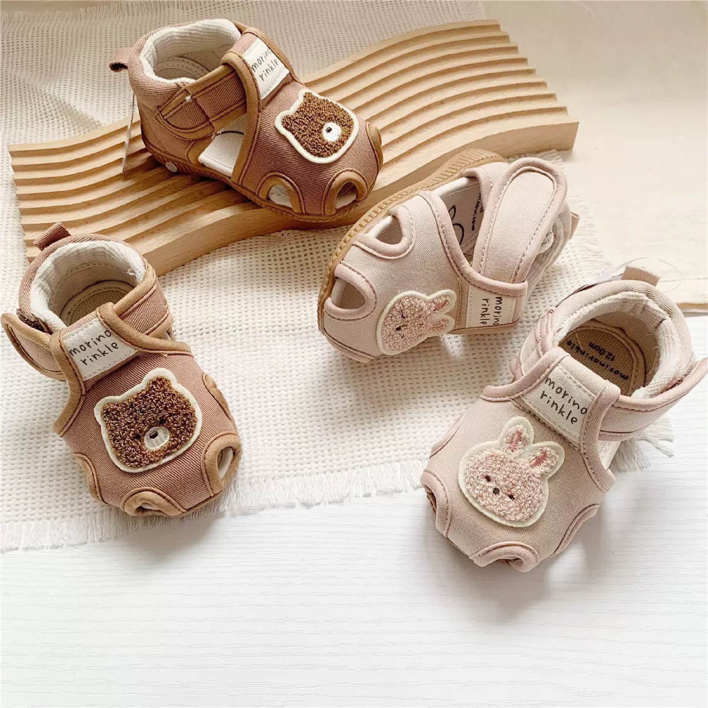 【JA4112】毛圈小熊兔啾啾叫涼鞋/學步鞋＊二色