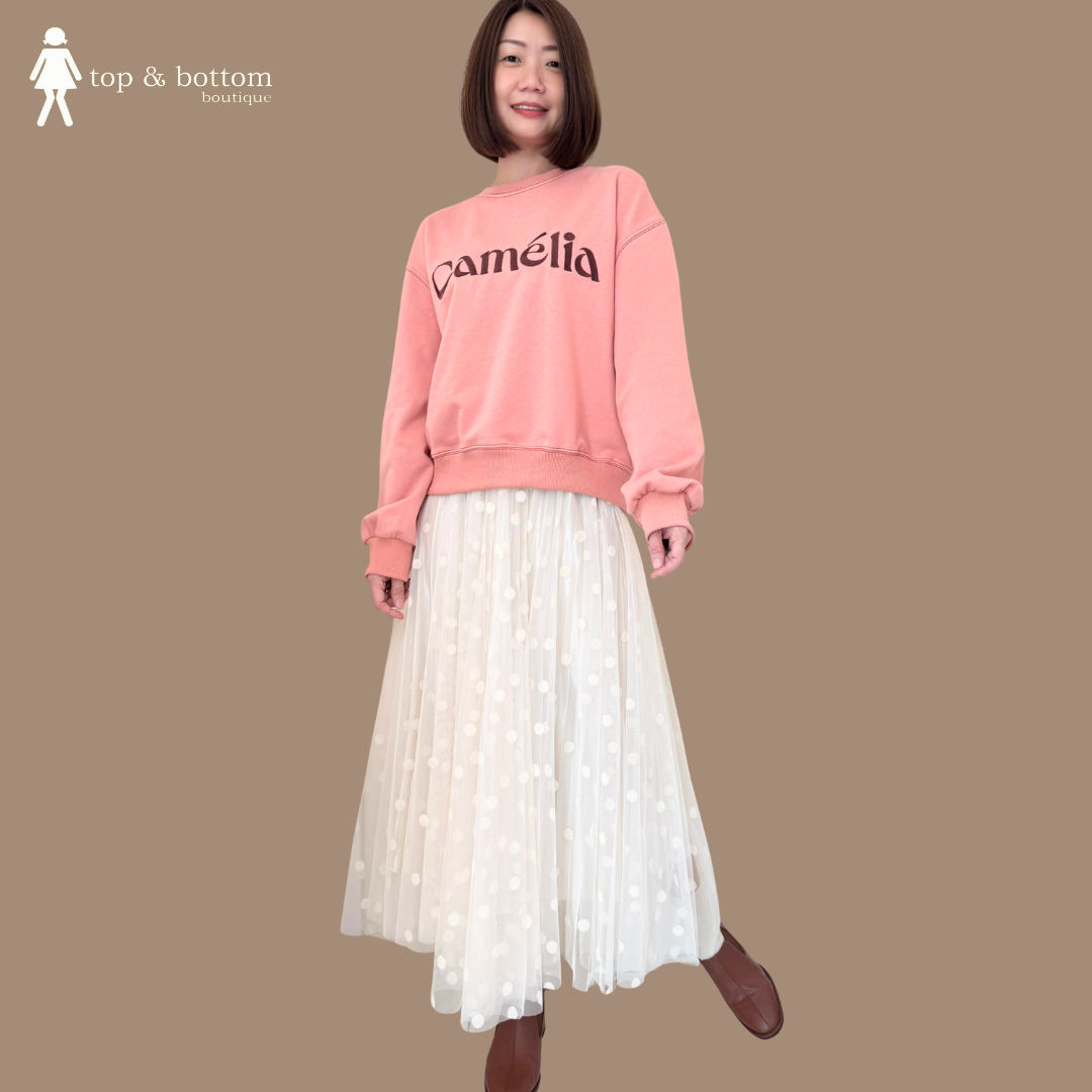 ELASTIC WAISTED POLKA DOT ORGANZA SKIRT