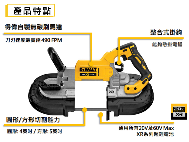 得偉 DEWALT 20V 無刷 帶鋸機 DCS374N 空機 DCS374
