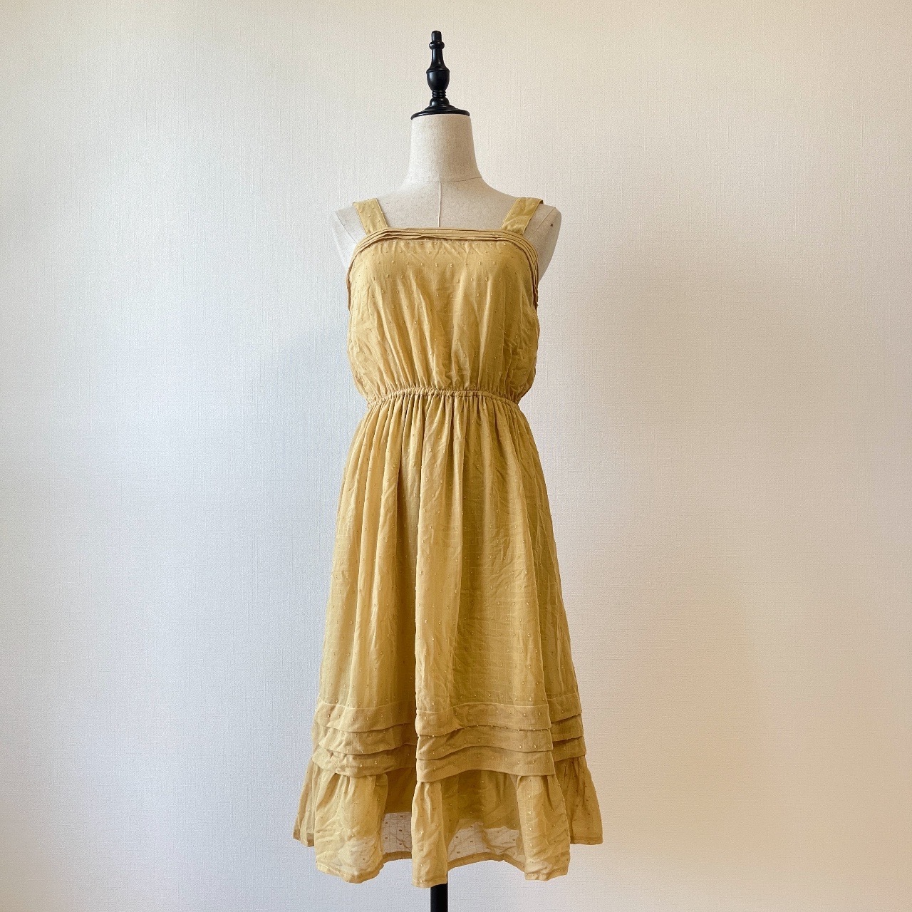 金黃色古著背心連身裙