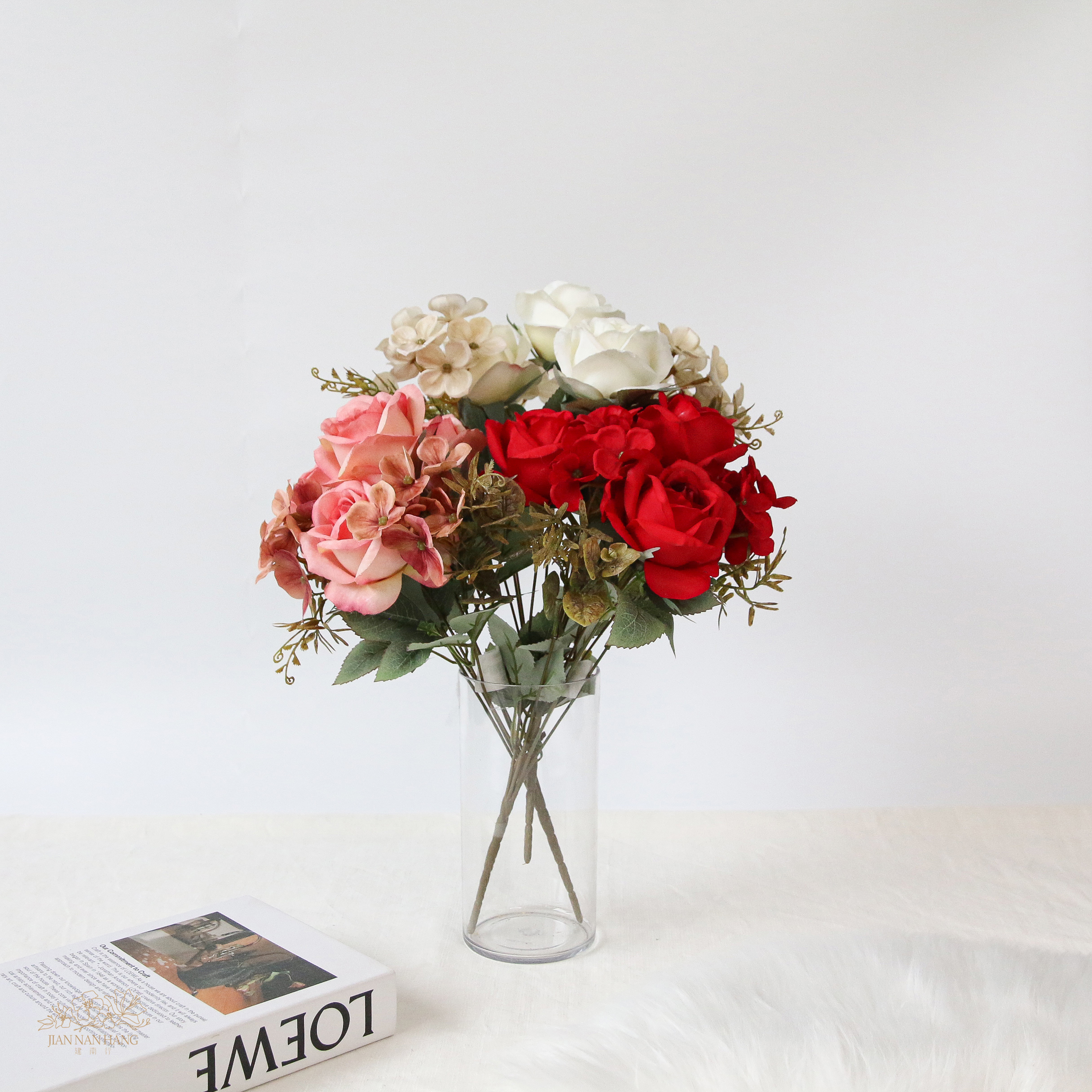 人造花 北歐玫瑰繡球花束 3色