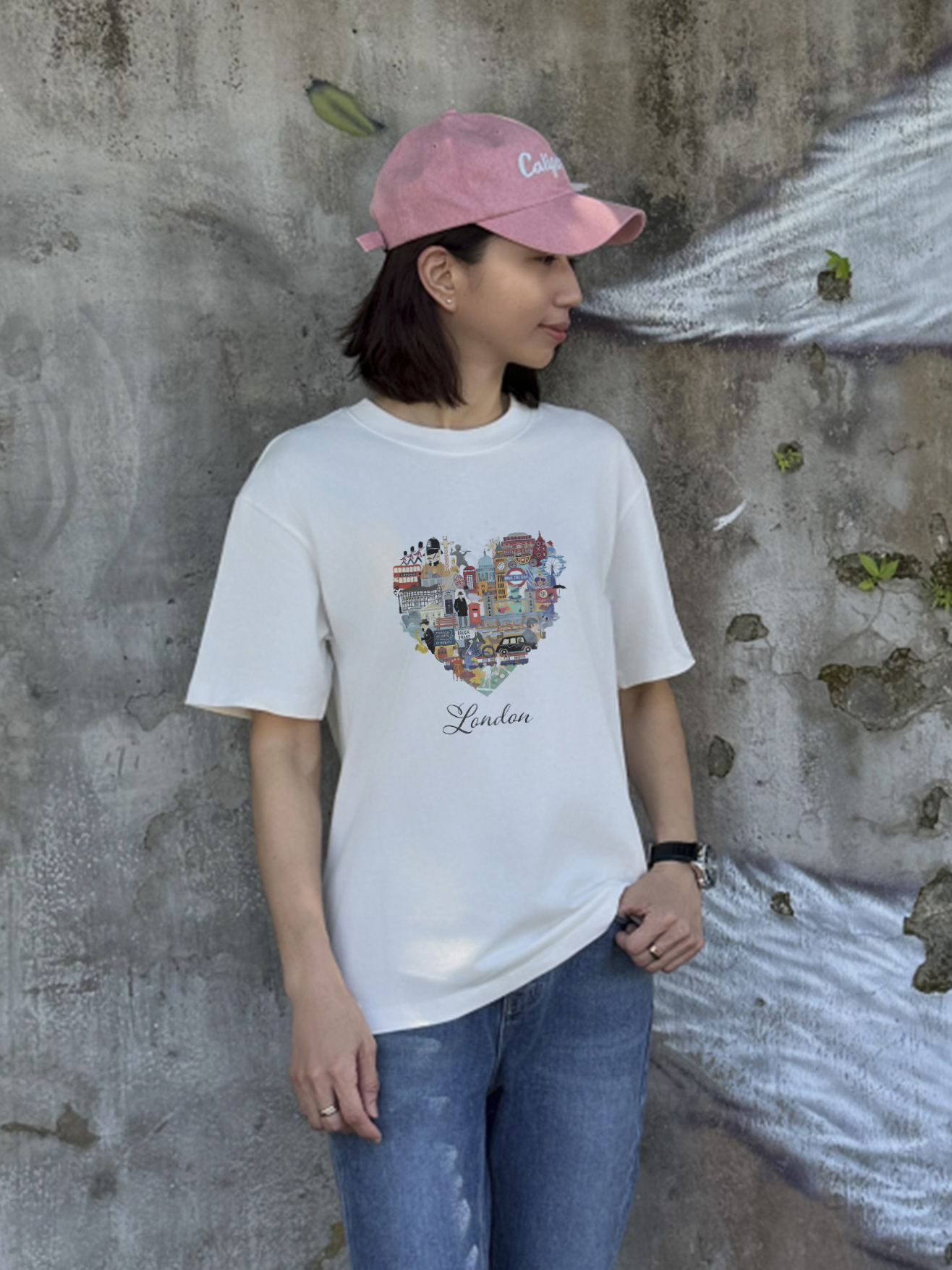 每一眼都是繽紛好心情★LONDON拼貼彩色愛心圖案T