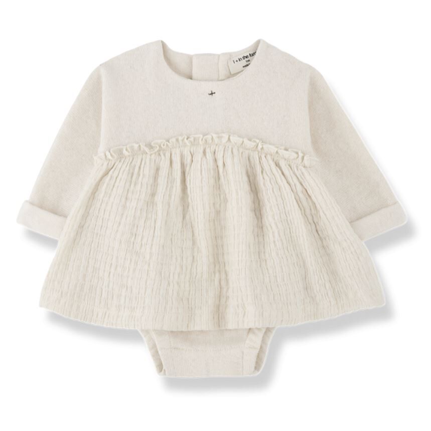 1+ in the family 質感拼接包屁裙 NICOLINE ecru