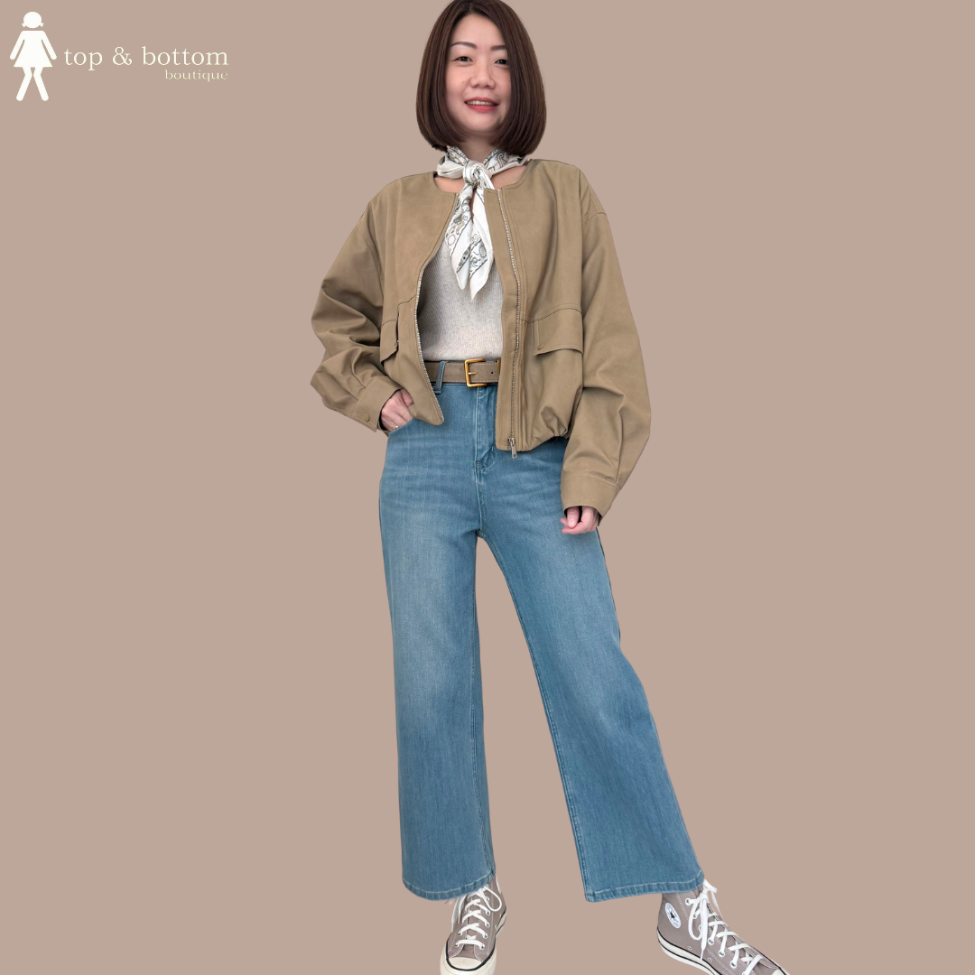 MATT LEATHER JACKET WITH SCARF