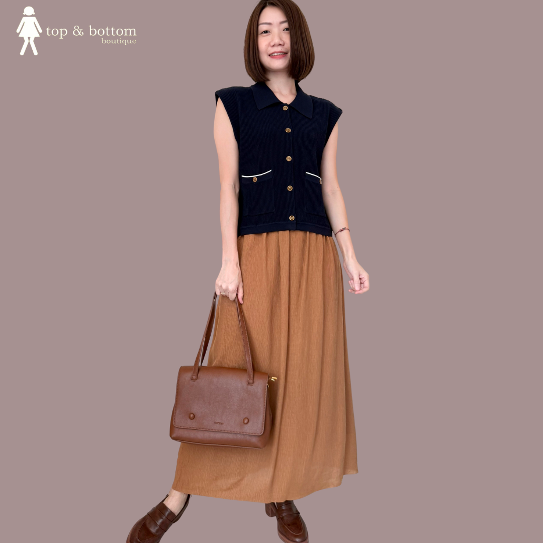 DROP WAISTED WRINKLED MIDI SKIRT