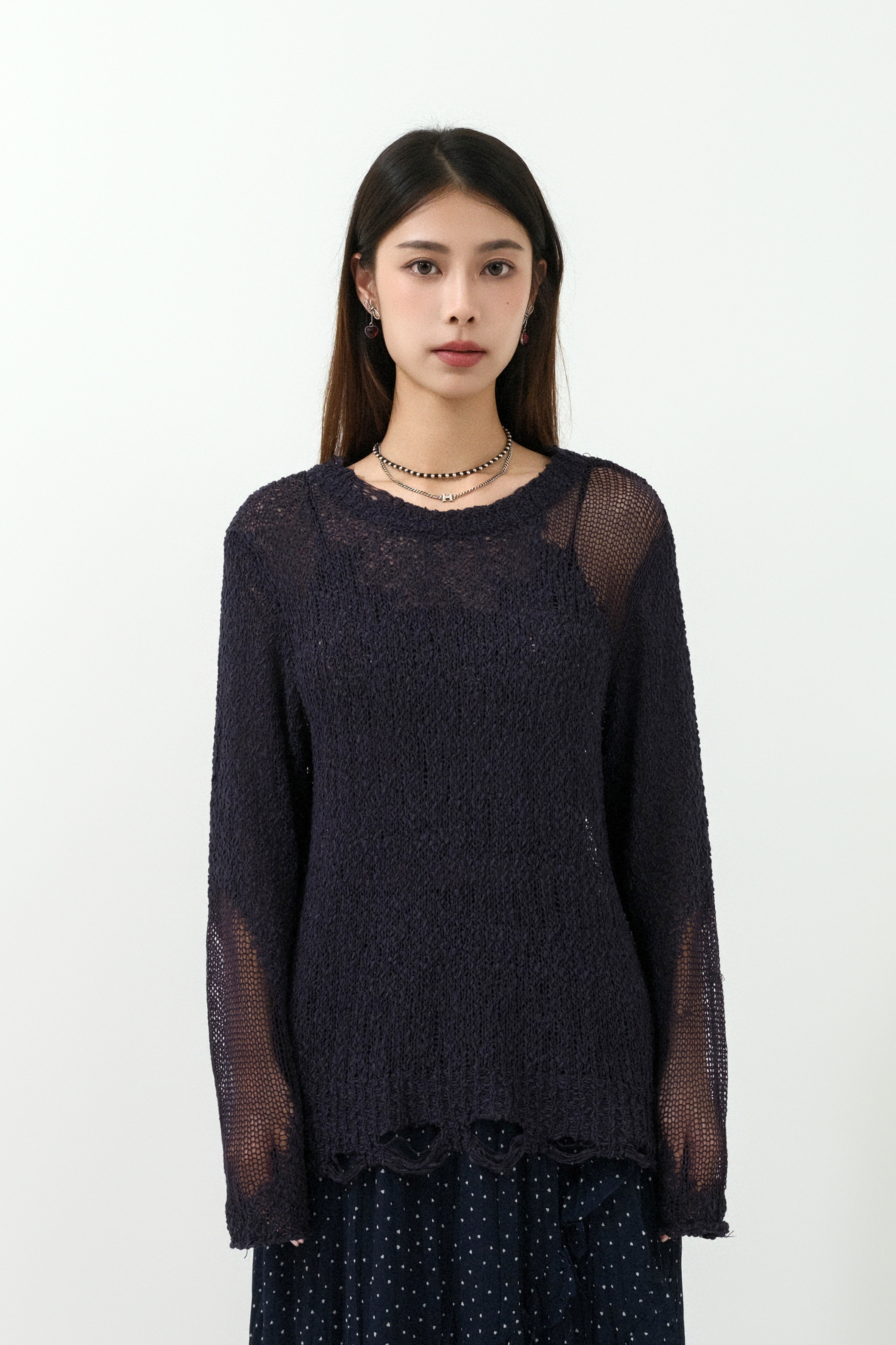 粗幼混線疏洞針織上衣（現貨款式）