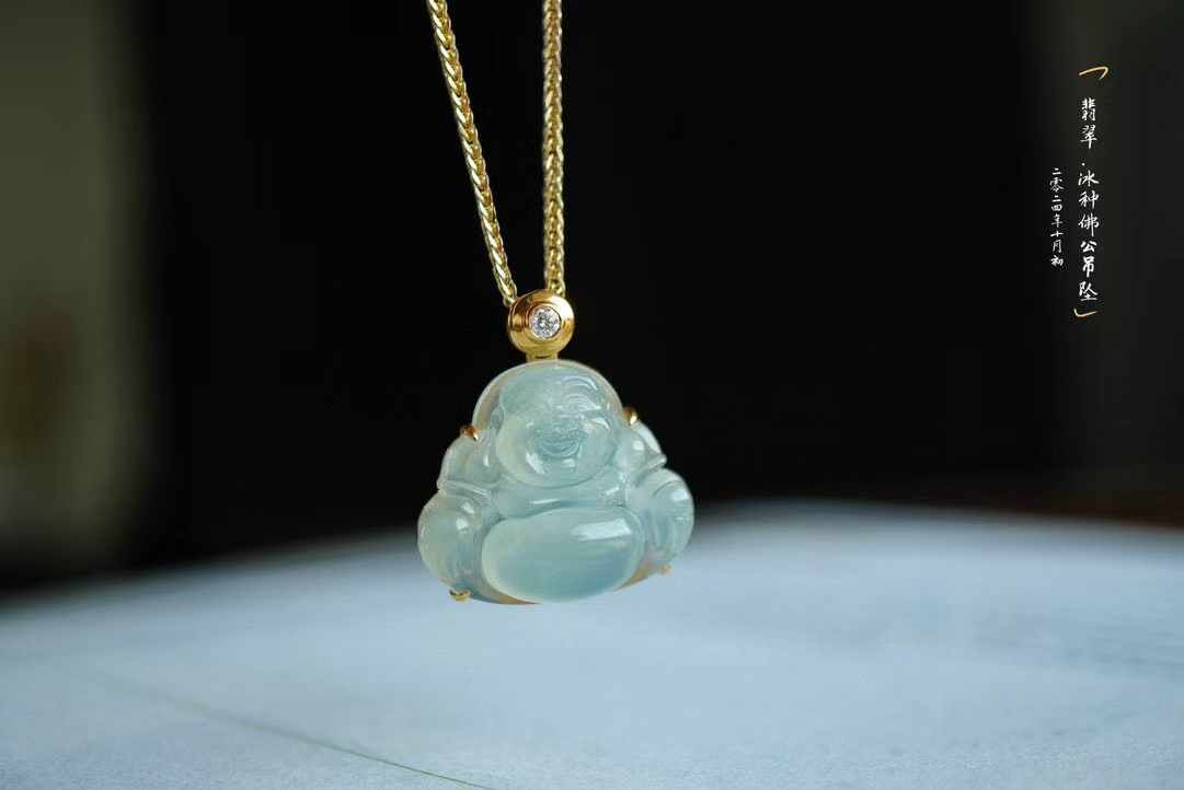 翡翠冰種佛公吊墜,天然翡翠A玉, 緬甸玉, Jade, Jadeite