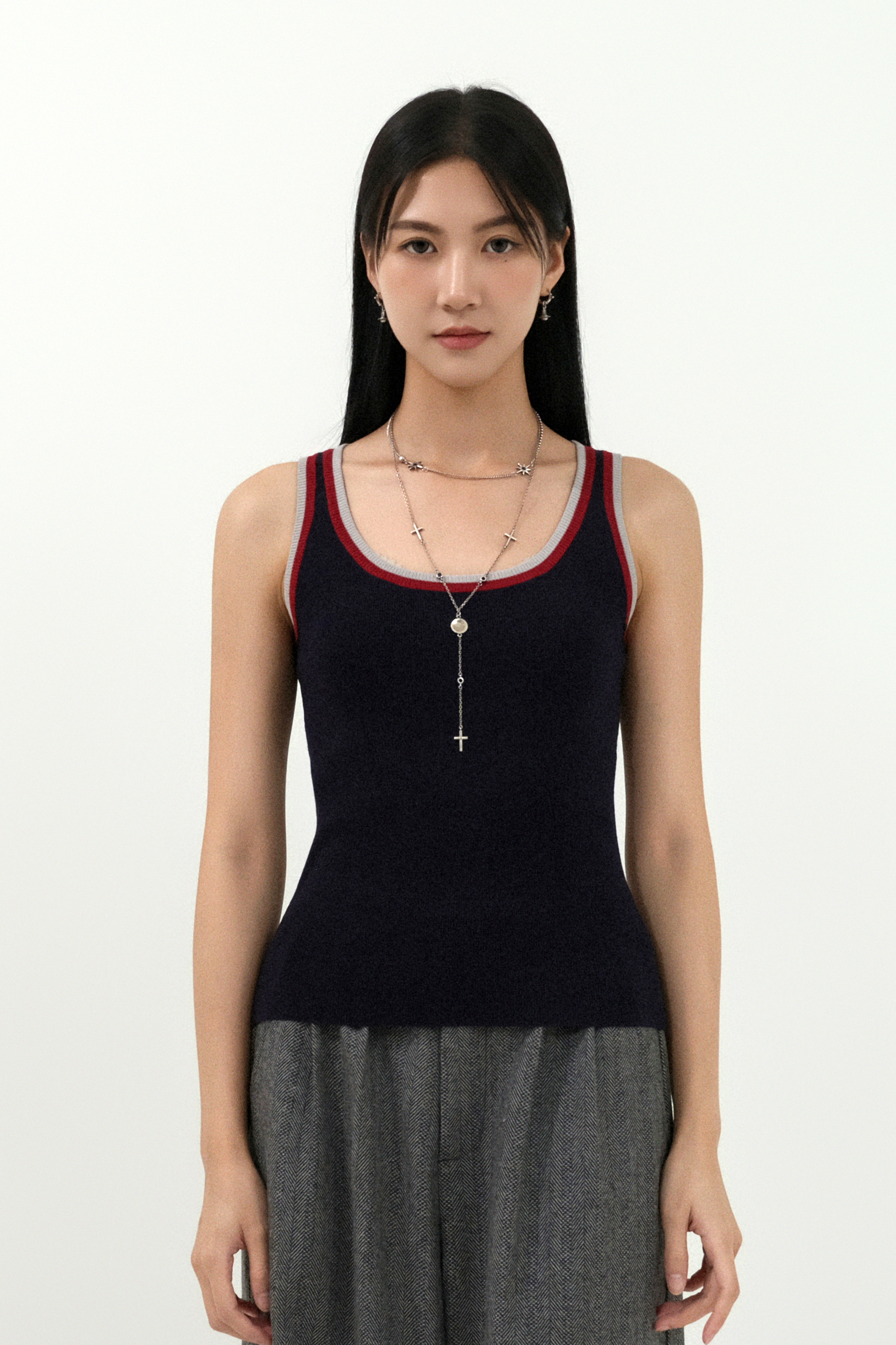 雙色撞色邊針織背心  (現貨款式）