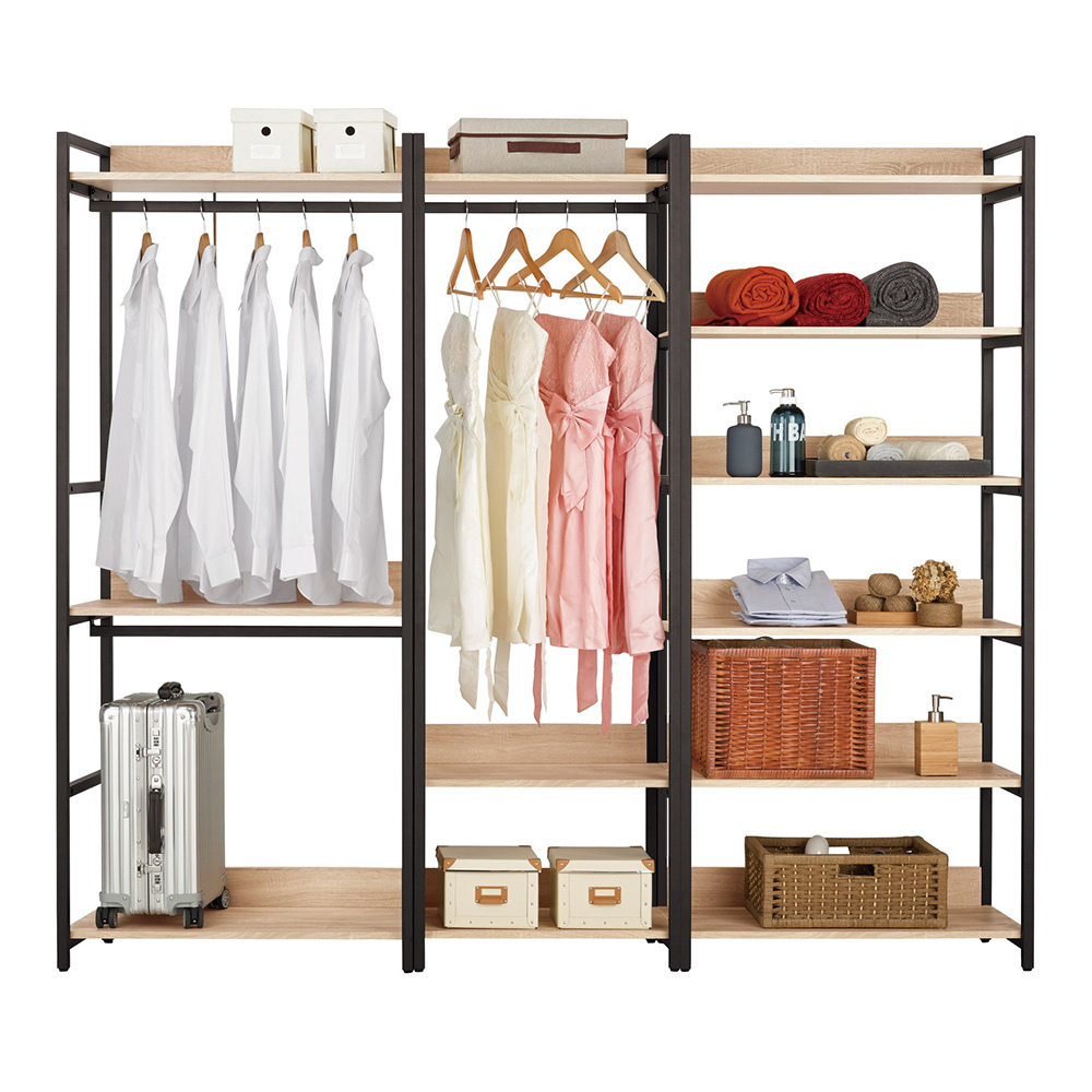 裴拉7.3尺開放式組合衣櫃(雙吊+單桿+多層收納)