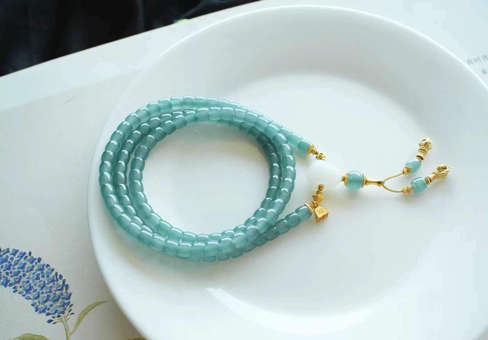 翡翠冰晴綠直切珠三圈手鏈/項鏈 (4.6-5mm直徑),天然翡翠A玉, 緬甸玉, Jade, Jadeite