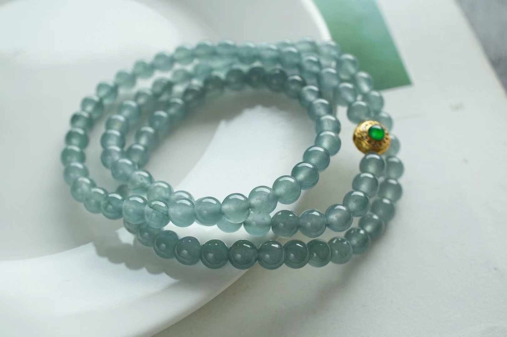 723824 翡翠冰藍水三圈手鏈 (5.8mm直徑)