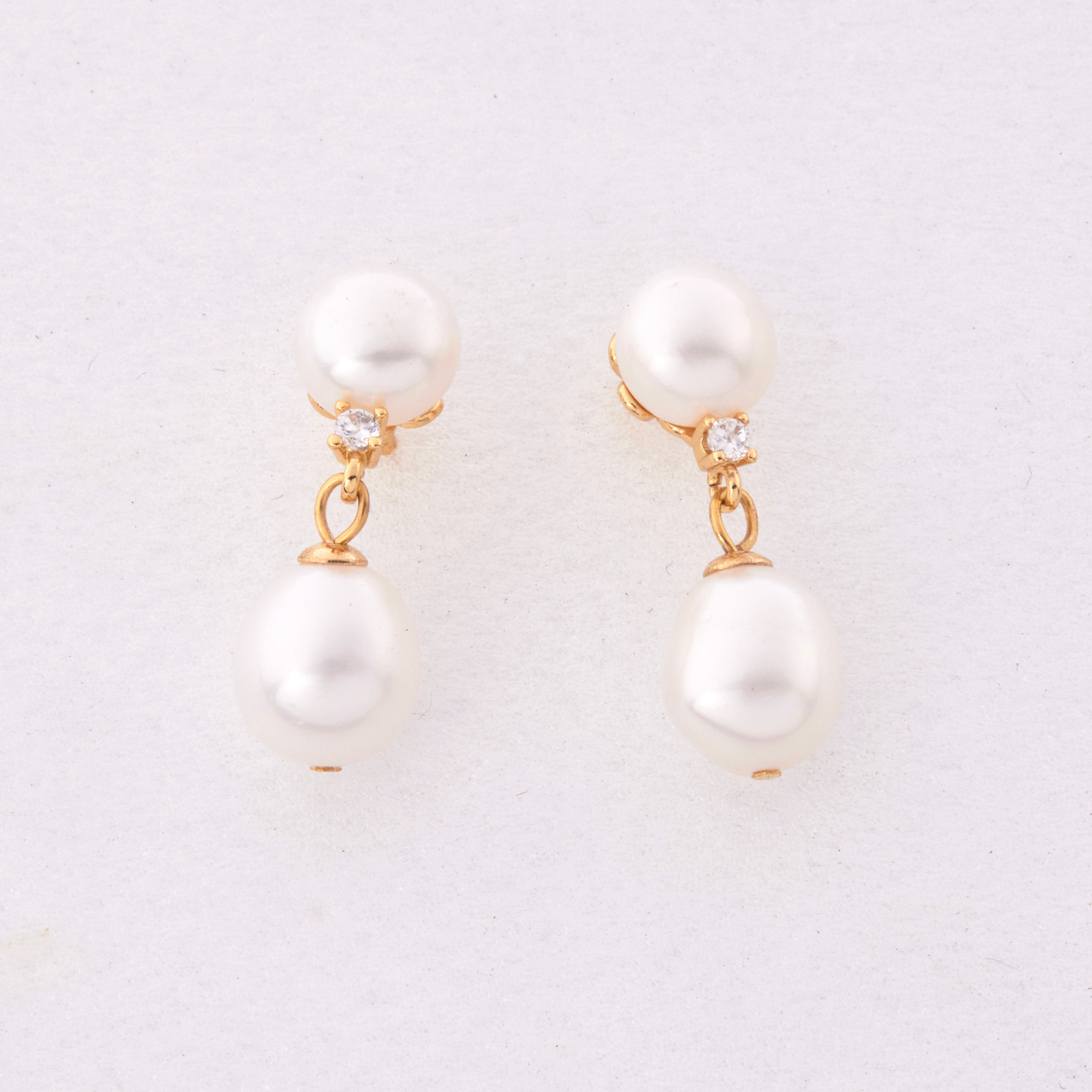 E2447 | 14kgf鋯石珍珠耳環