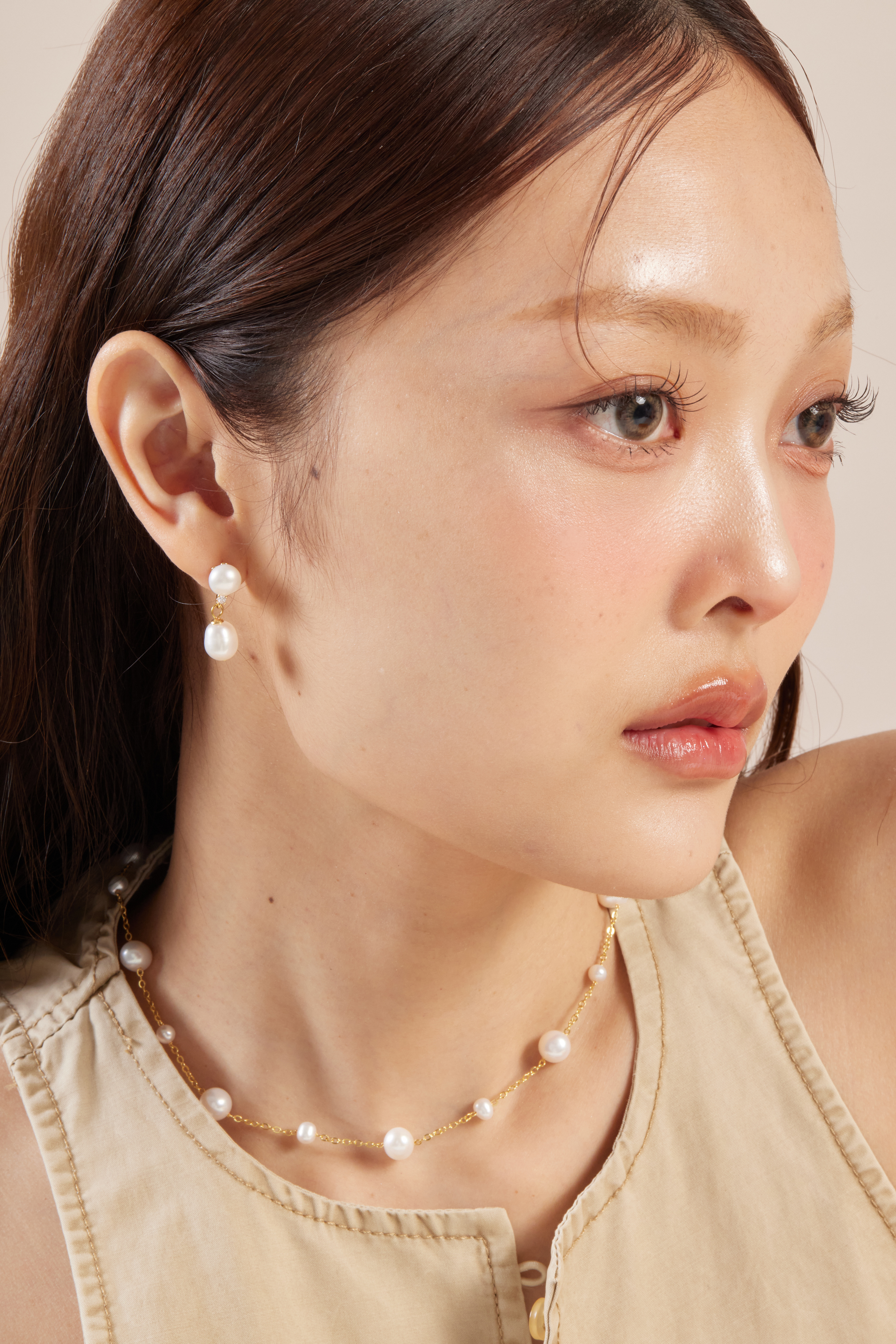 E2447 | 14kgf鋯石珍珠耳環