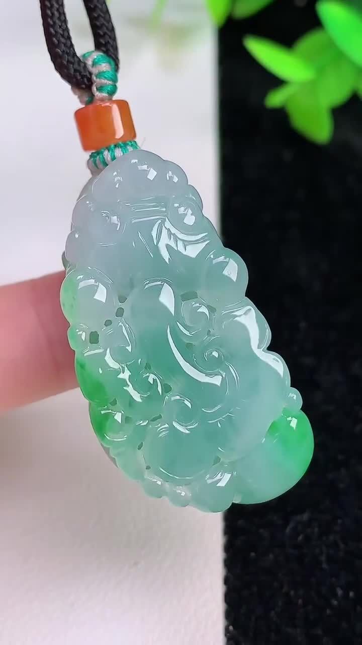 翡翠飄綠貔貅吊墜,天然翡翠A玉, 緬甸玉, Jade, Jadeite