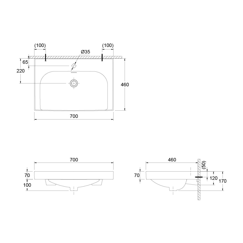 凱撒 一體瓷盆臉盆 LF5357