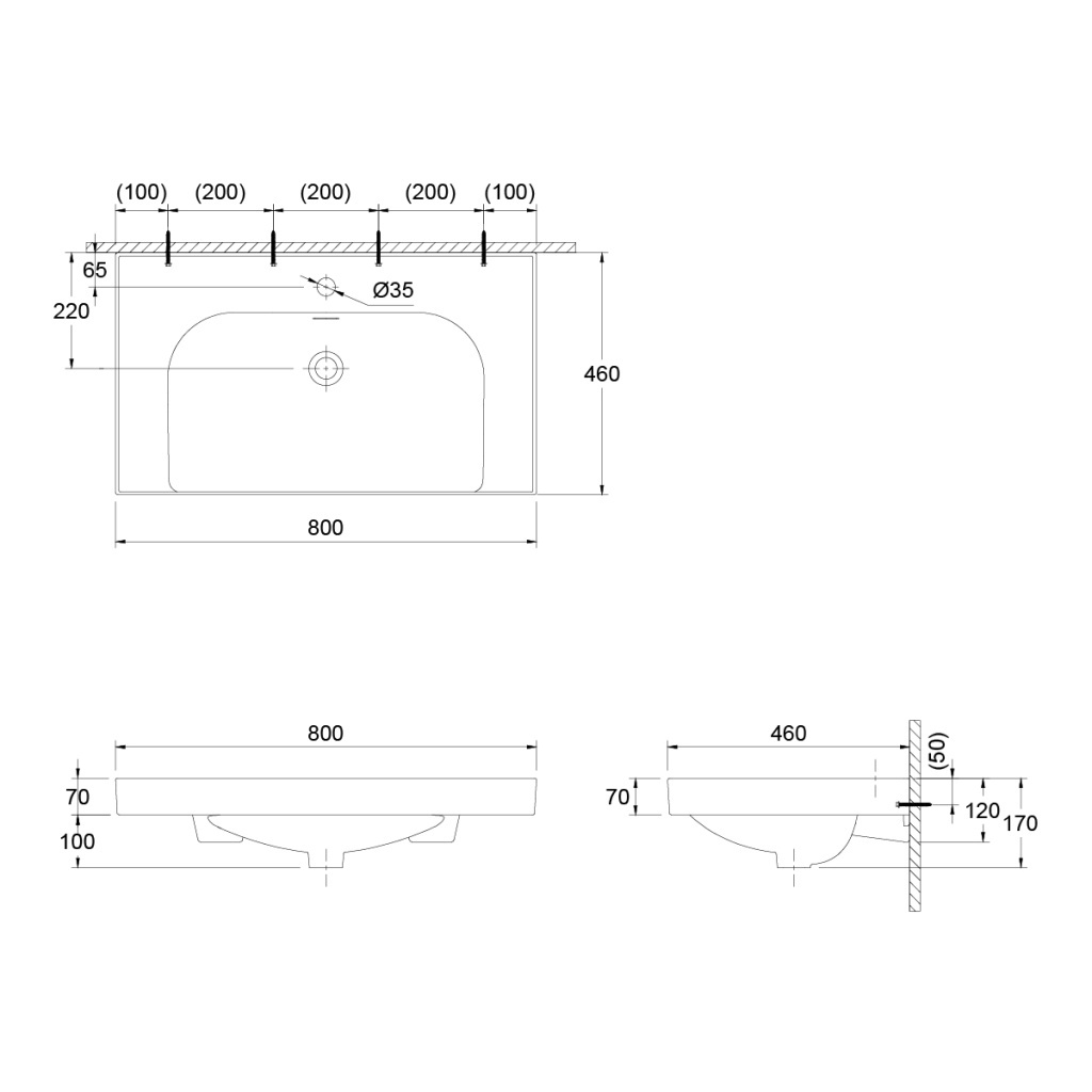 凱撒 一體瓷盆臉盆 LF5358