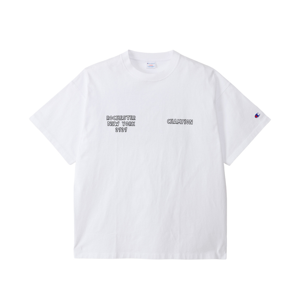 男款-CASUAL 寬版印花短袖TEE-白色 （C3-C302-010）