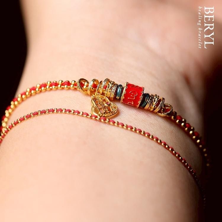 《福祿真言》古法金紅繩手鍊
