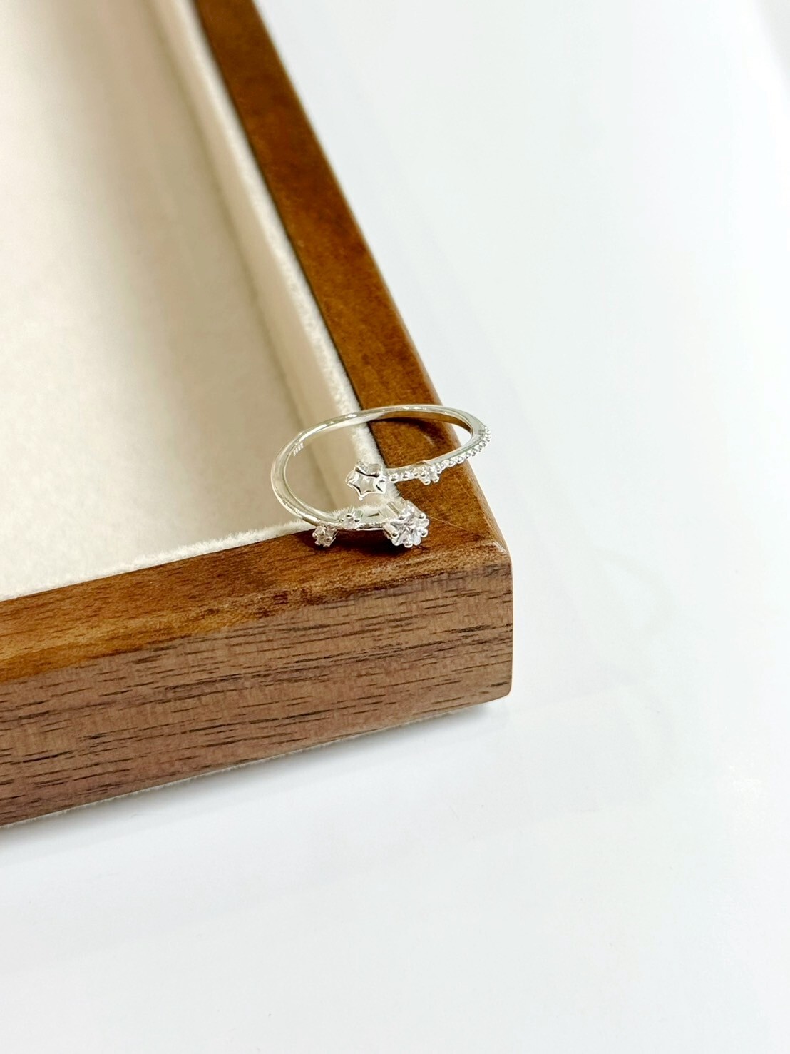 流星銀河|交叉純銀戒指