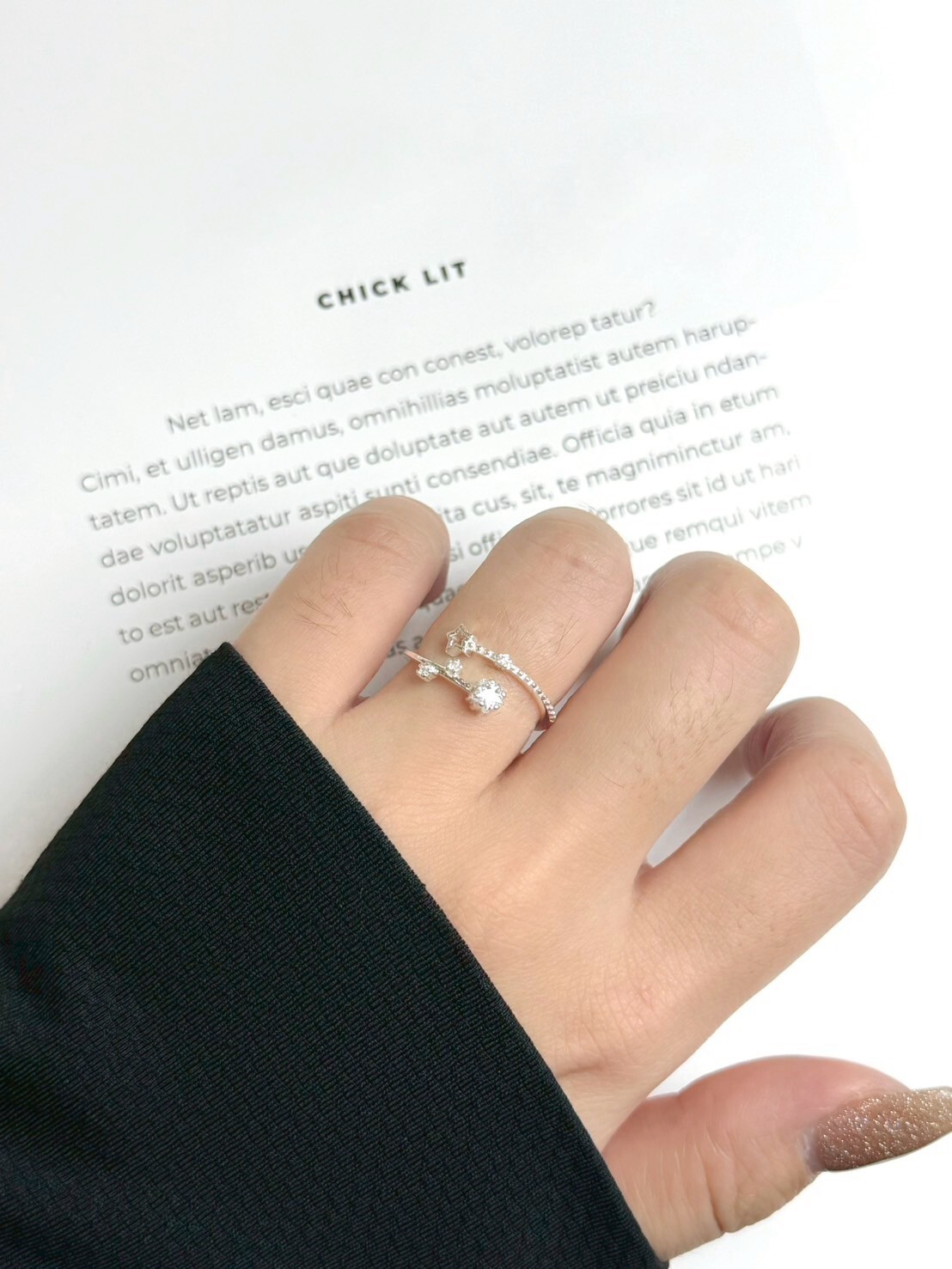 流星銀河|交叉純銀戒指