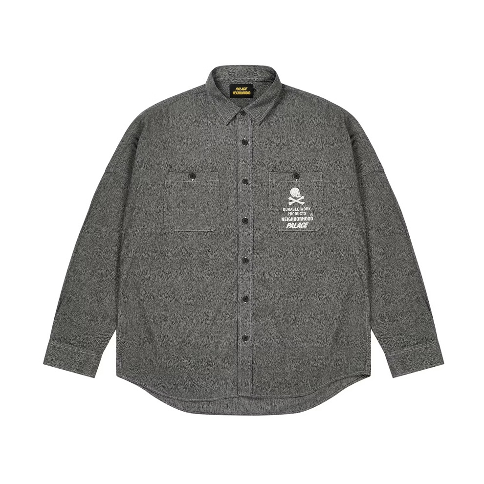 -(B3e04)- PALACE X NEIGHBORHOOD SHIRT  SALT & PEPPER 聯名 骷髏 襯衫-P29SHT021