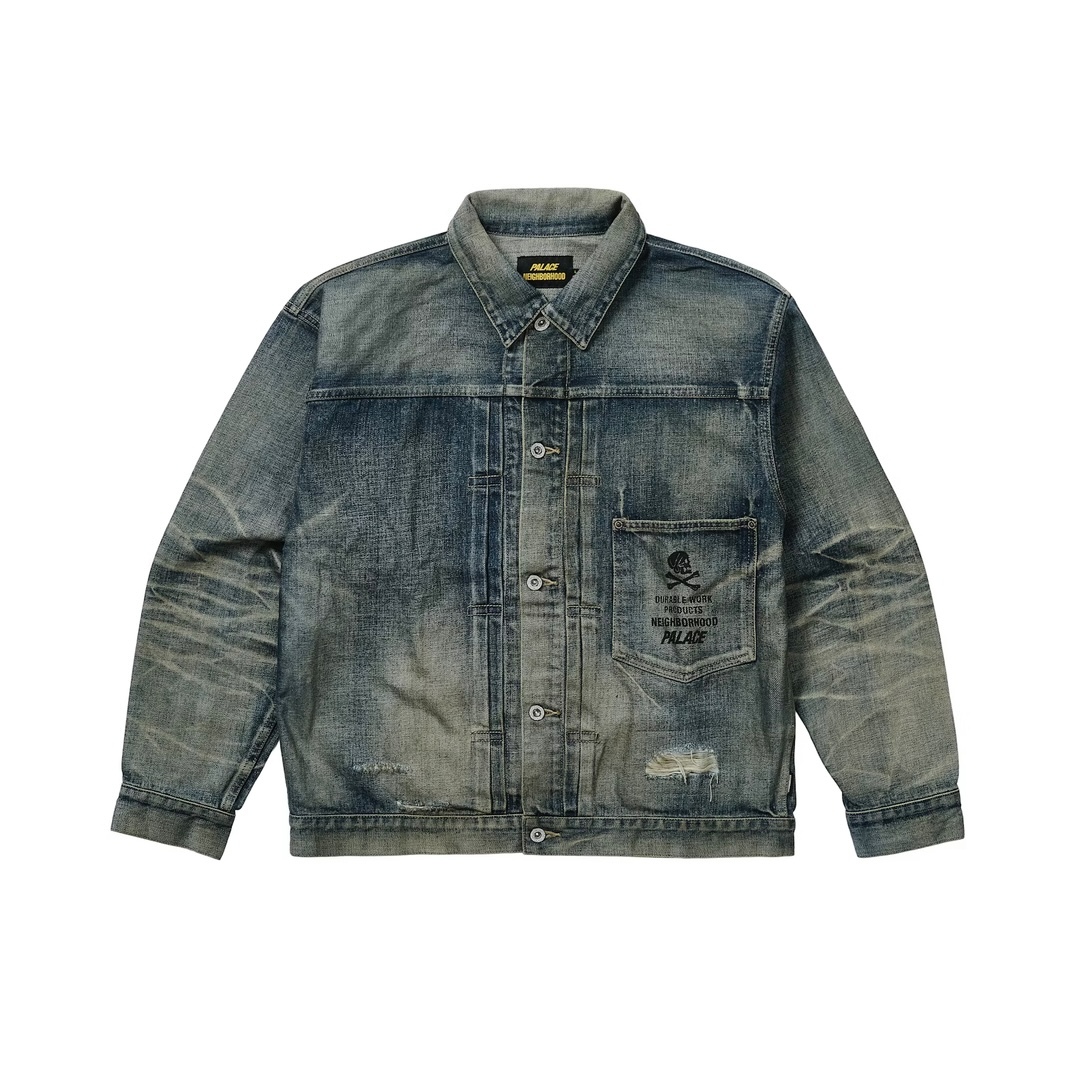 -(B6b)- PALACE X NEIGHBORHOOD SAVAGE DENIM JACKET 聯名 水洗 單寧 外套-251XB62N-JKM01S