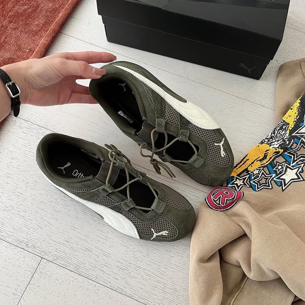 PUMA SPEEDCAT GO 賽車鞋 芭蕾舞鞋 涼鞋 橄欖綠 軍綠 網布 麂皮 女鞋 403589-07 / 預購