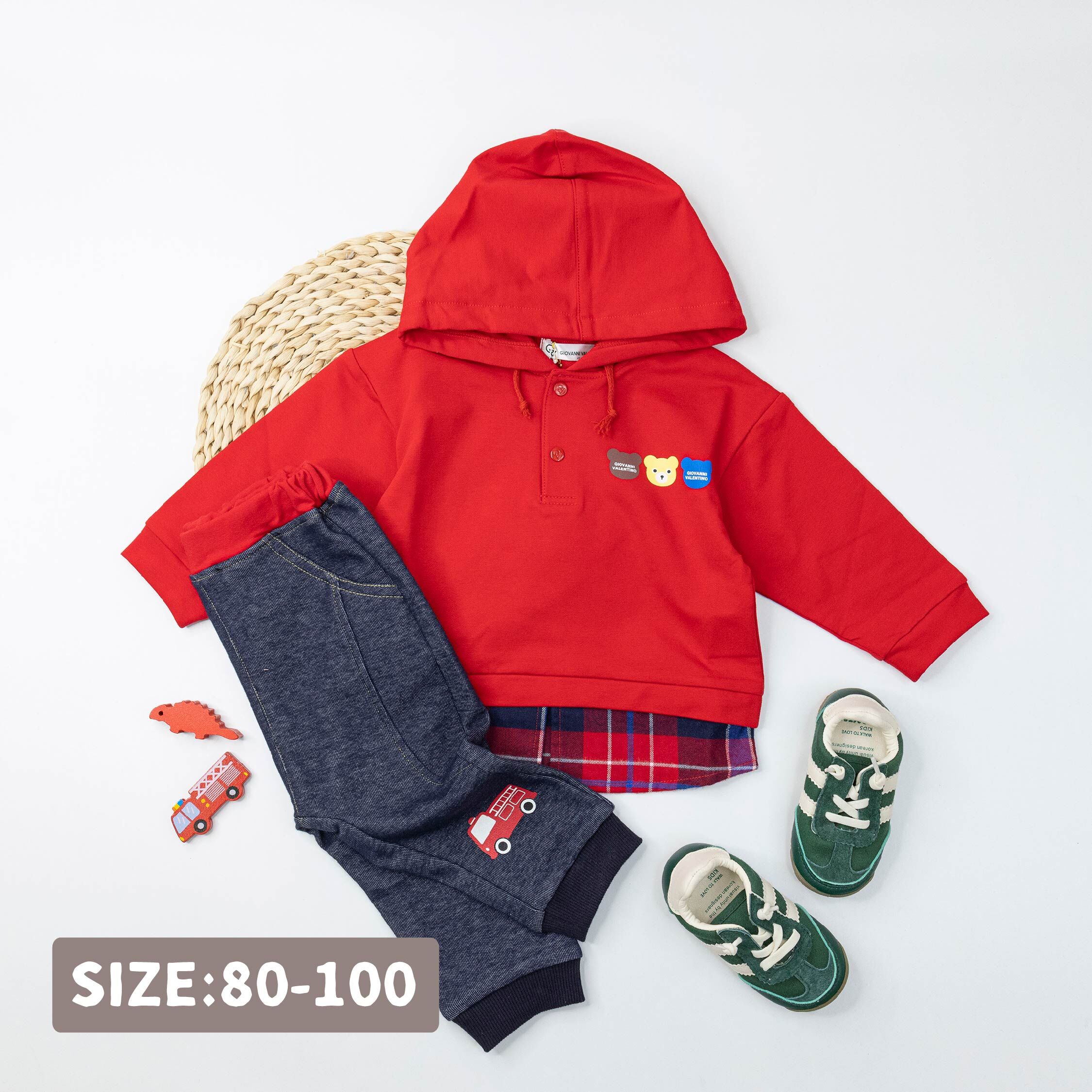 范侖鐵諾【32540】呆萌熊熊假兩件連帽上衣/帽T