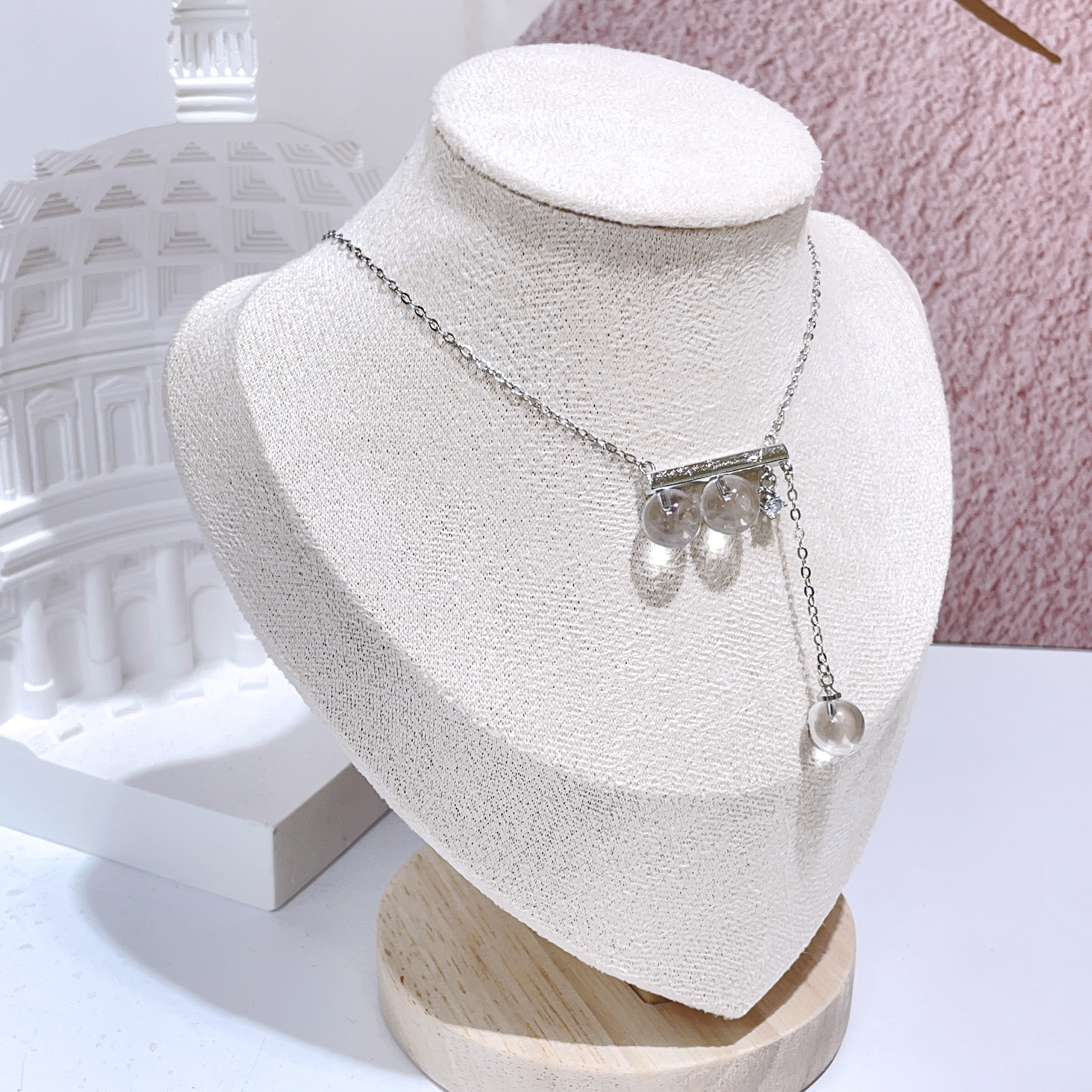 淨體白水晶平衡木露珠頸鏈 42-47cm