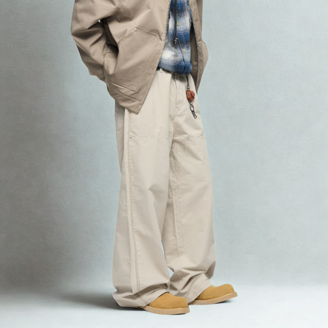 百搭款直筒伐木工裝長褲