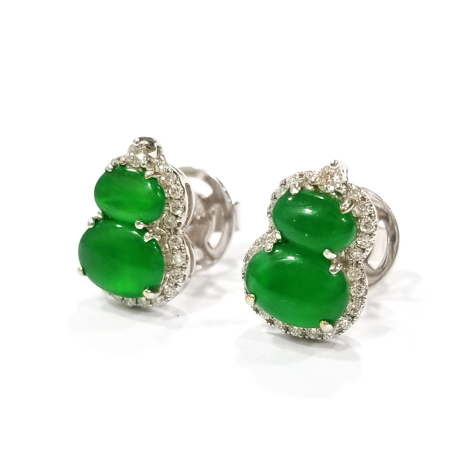 翡翠葫蘆天然鑽石耳環