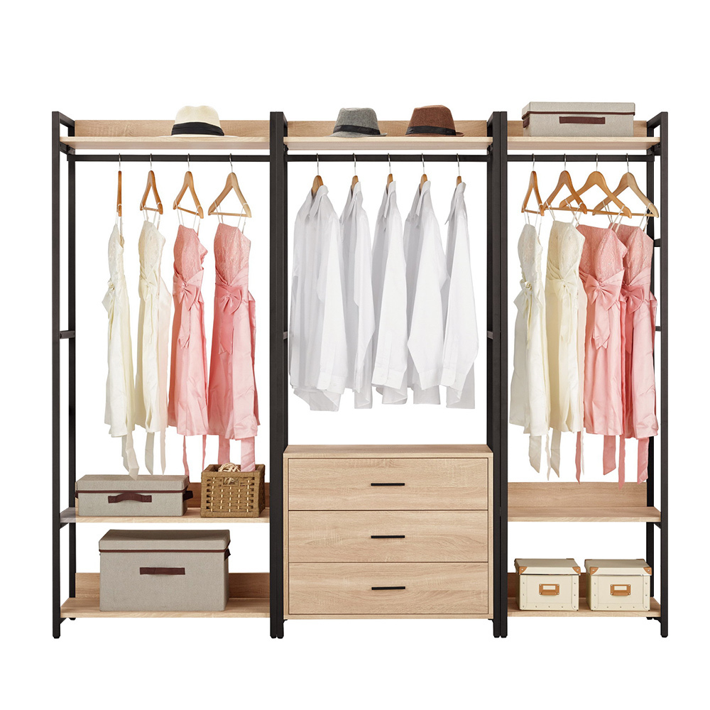 裴拉7.3尺開放式組合衣櫃(單吊+三抽+2尺單吊)