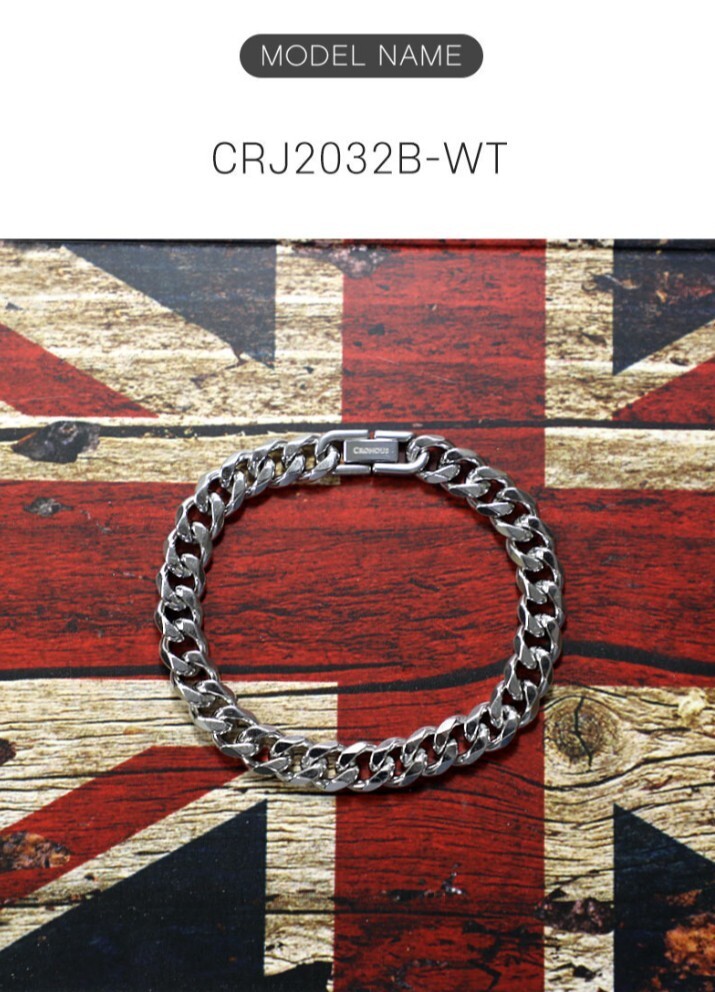 <限時優惠> 韓國珠寶配件品牌CRONOUS 銀色霧面鋼鍊手鍊 CRJ2032B-WT