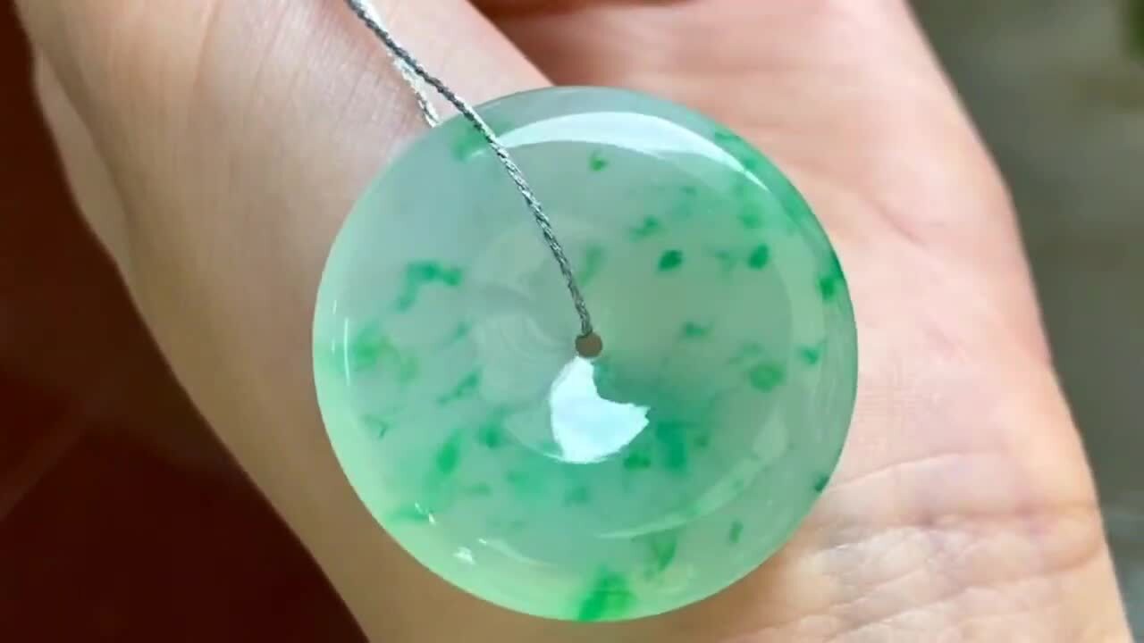 翡翠綠野仙蹤平安扣 (33.8mm直徑),天然翡翠A玉, 緬甸玉, Jade, Jadeite