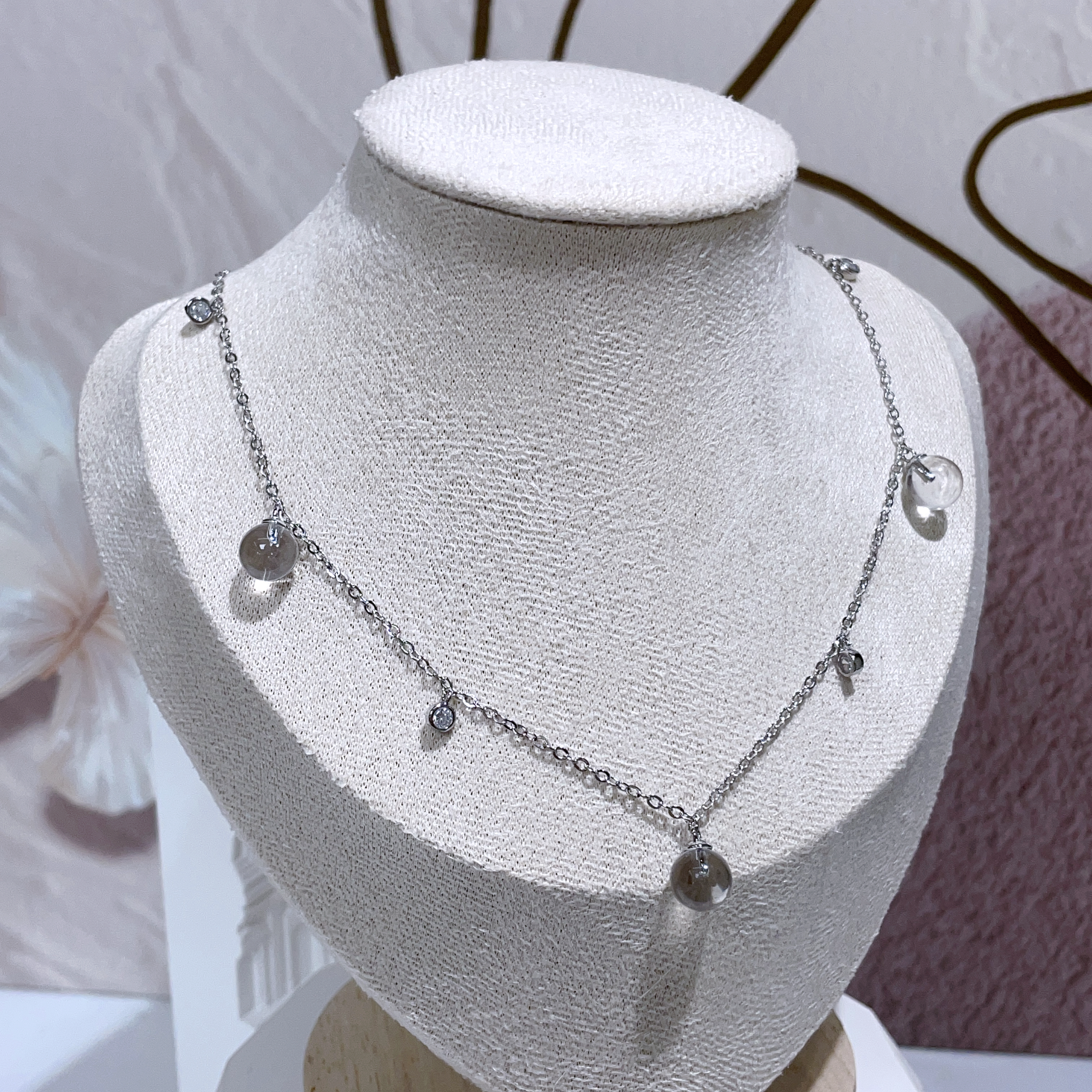 淨體白水晶滿天星頸鏈 46cm